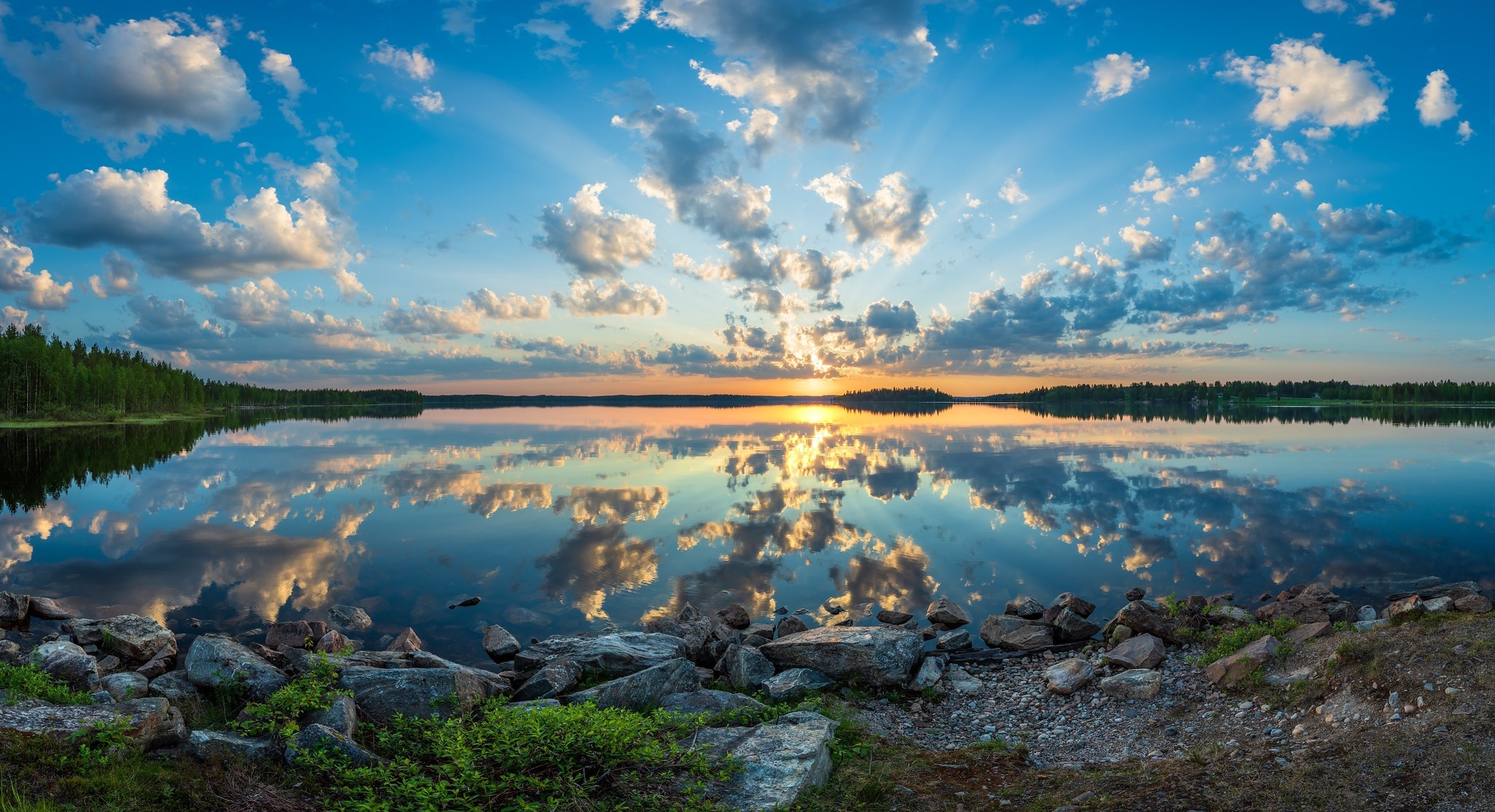 Finland, lake, nature, sky, reflection, water, outdoors, clouds, HD Wallpaper