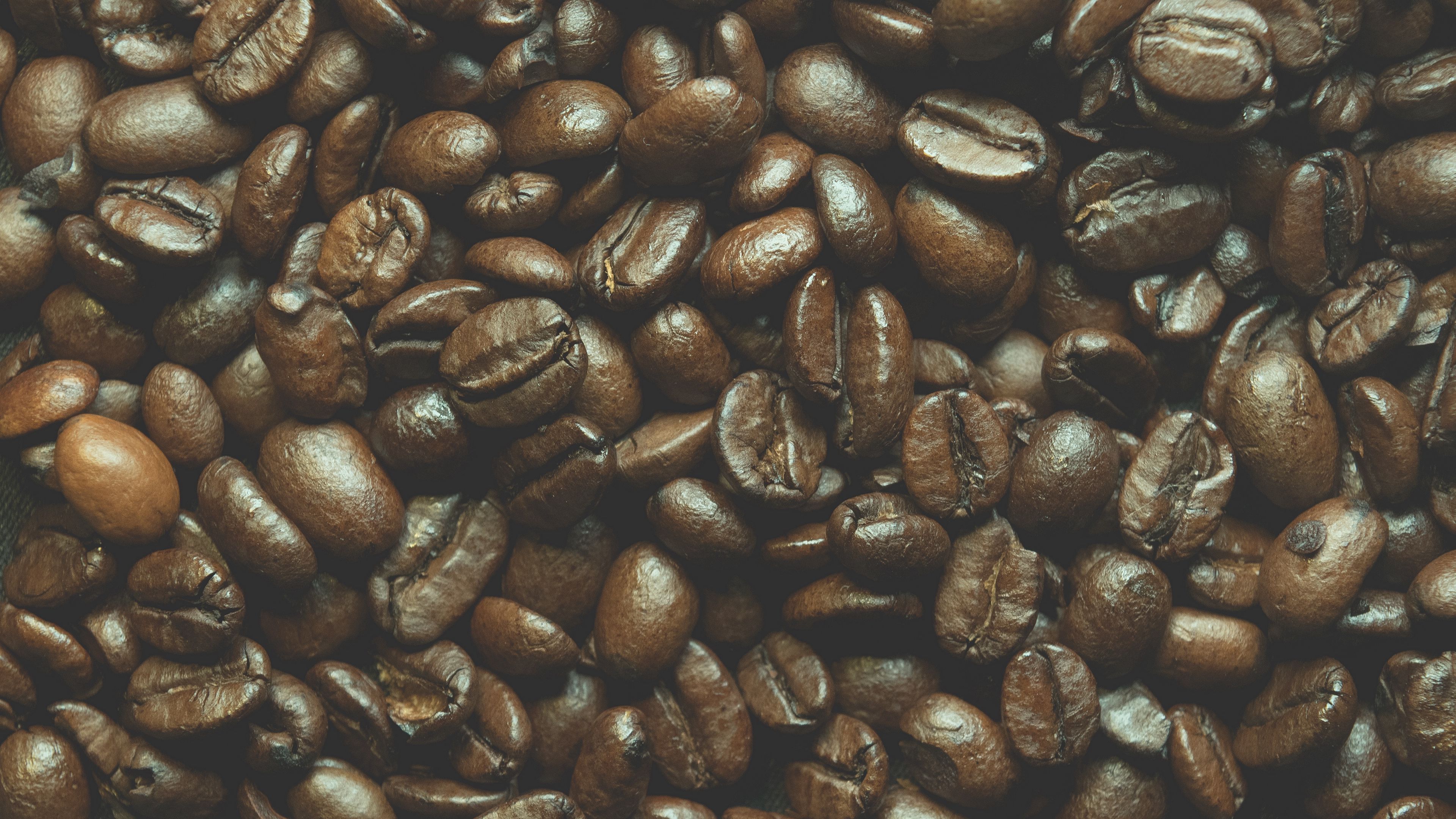 coffee beans, coffee, brown, macro, 4k, HD Wallpaper