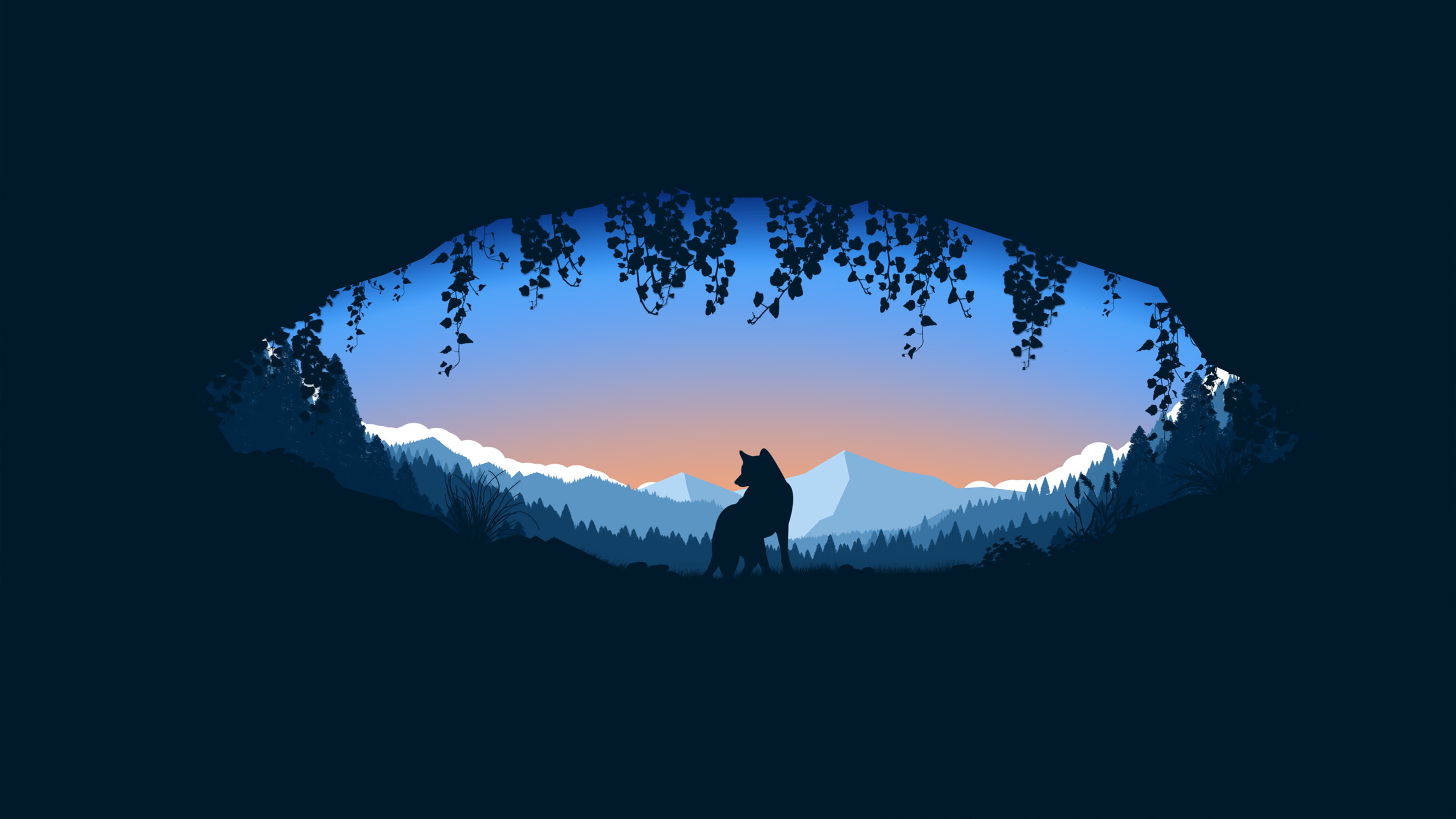 cave, wolf, artwork, HD Wallpaper