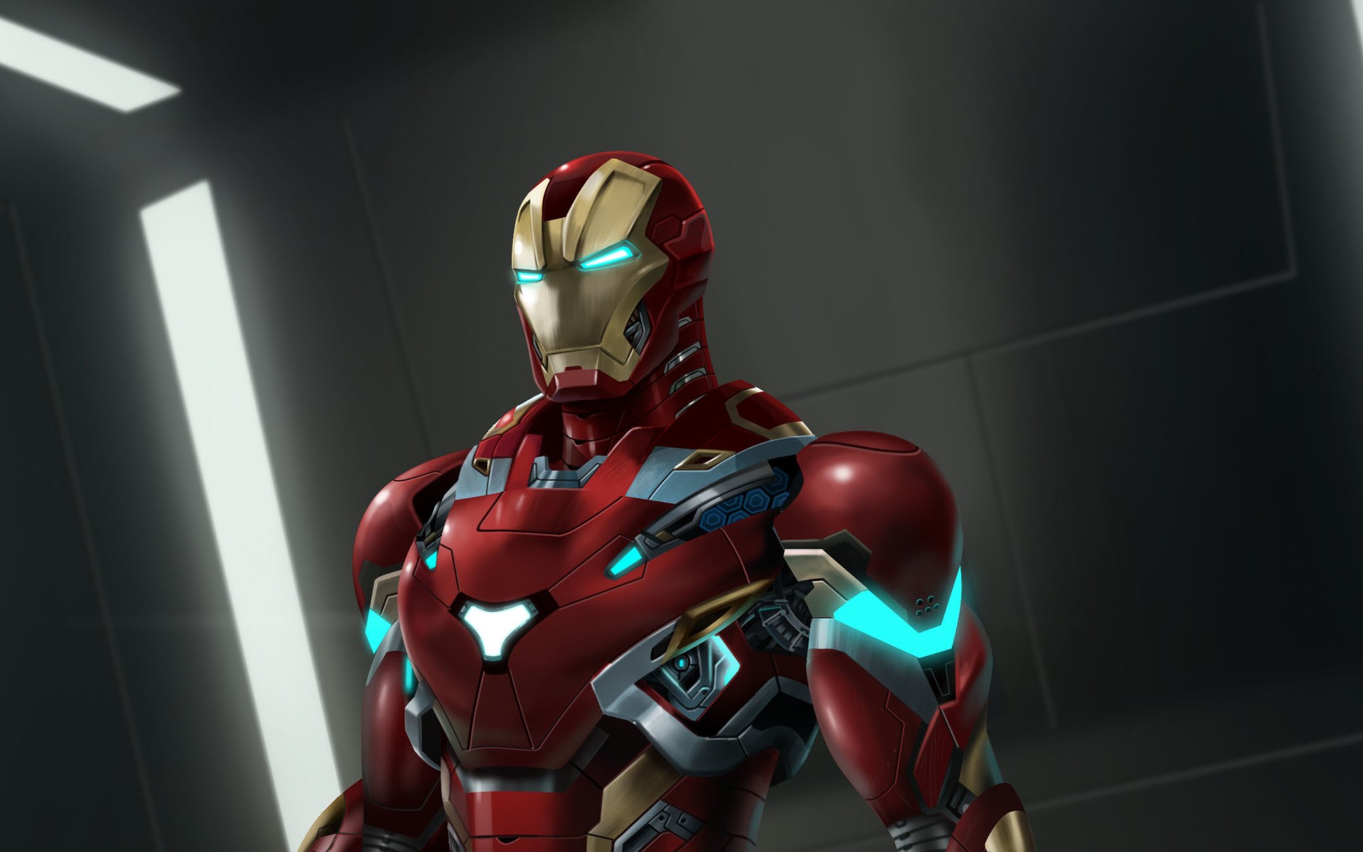 Iron Man, superhero, Marvel Comics, red, cyan, HD Wallpaper