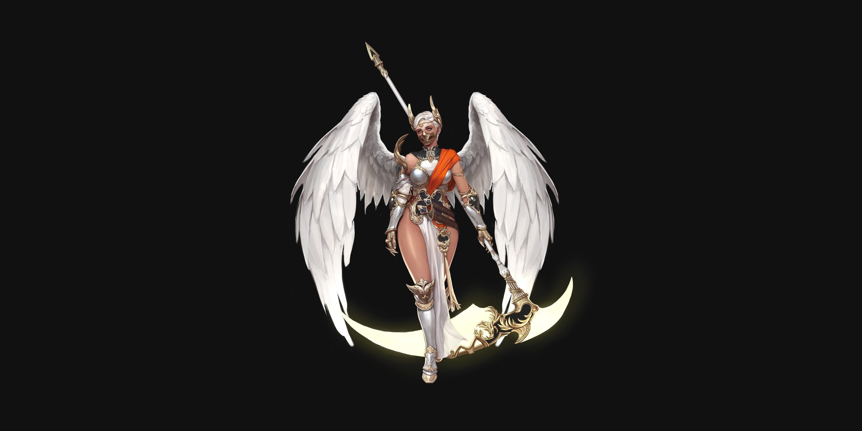 simple background, wings, artwork, fantasy art, fantasy girl, HD Wallpaper
