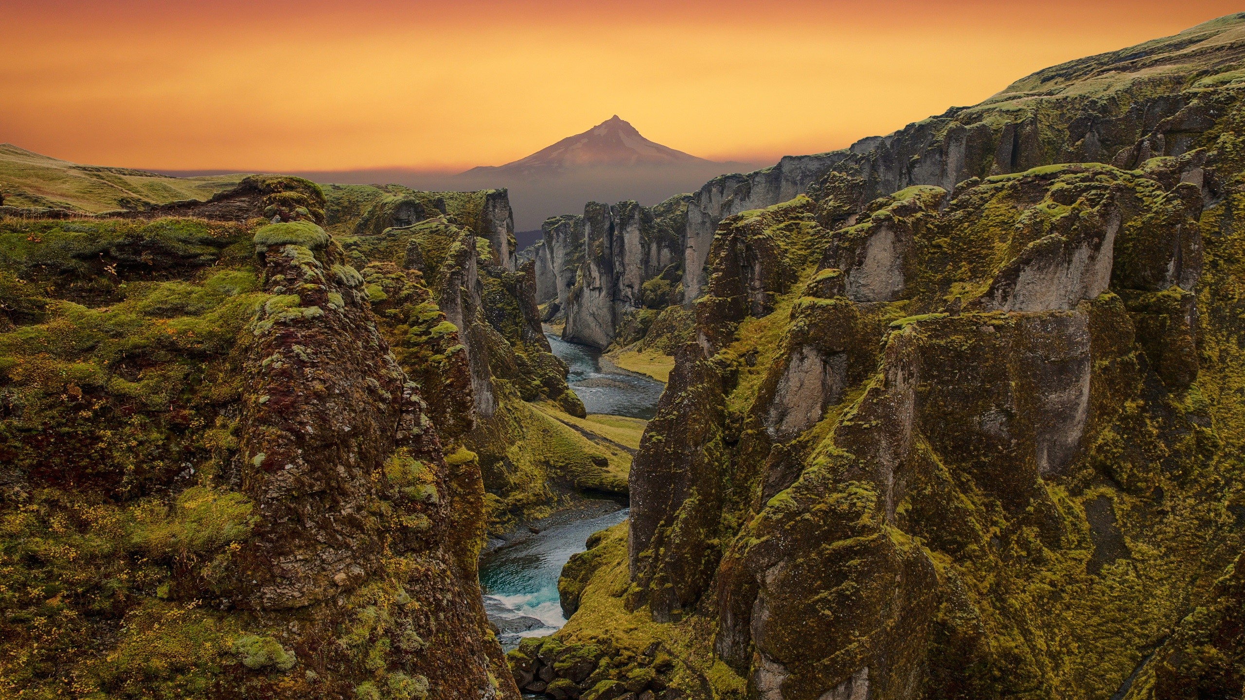 nature, landscape, river, mountains, sunset, HD Wallpaper