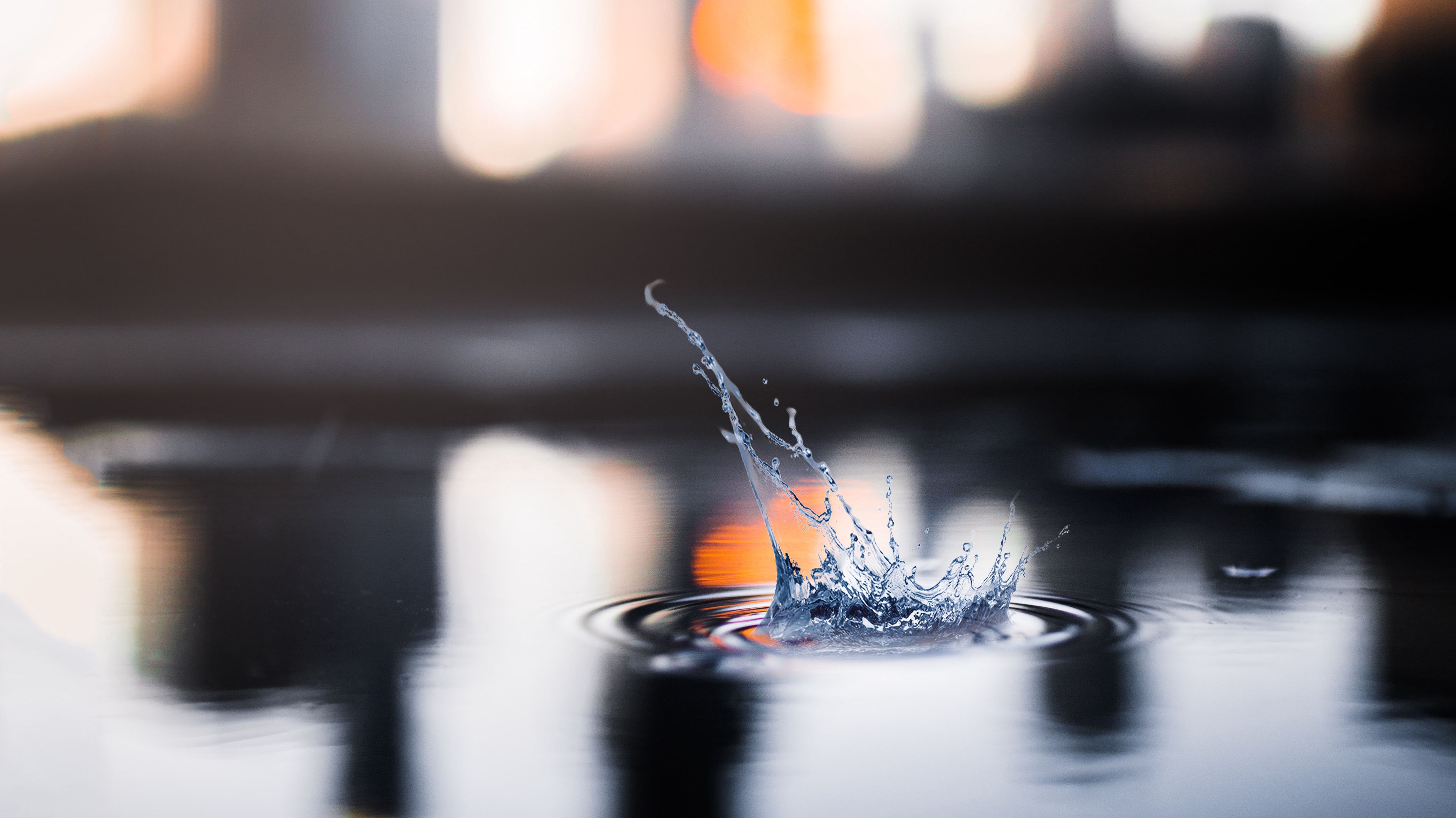 splash, water, blur, macro, 4k, HD Wallpaper