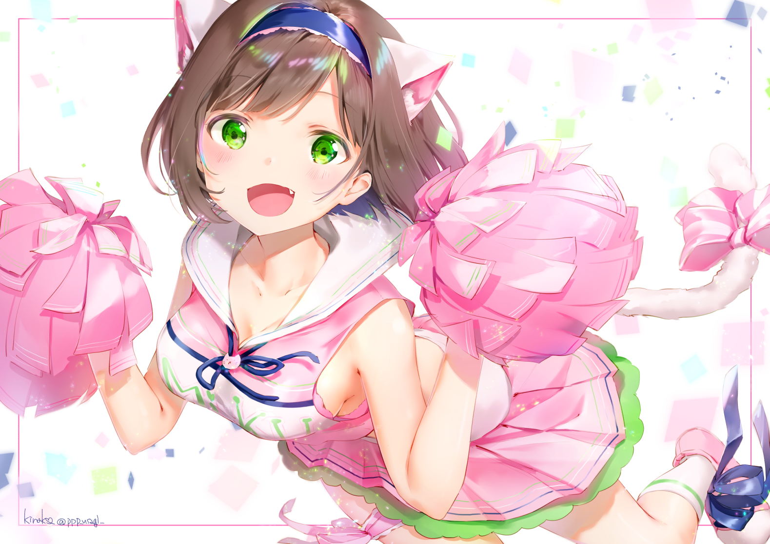 anime girls, anime, cheerleaders, neko ears, HD Wallpaper