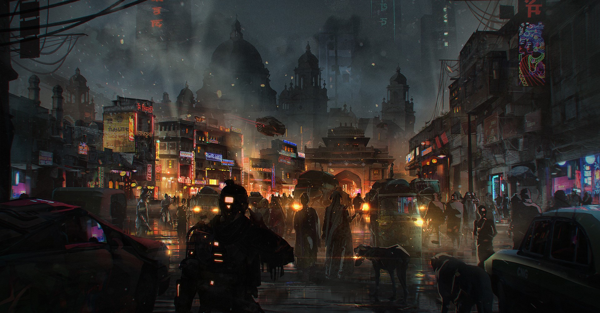 cyberpunk, futuristic, India, Blak Miilk, HD Wallpaper