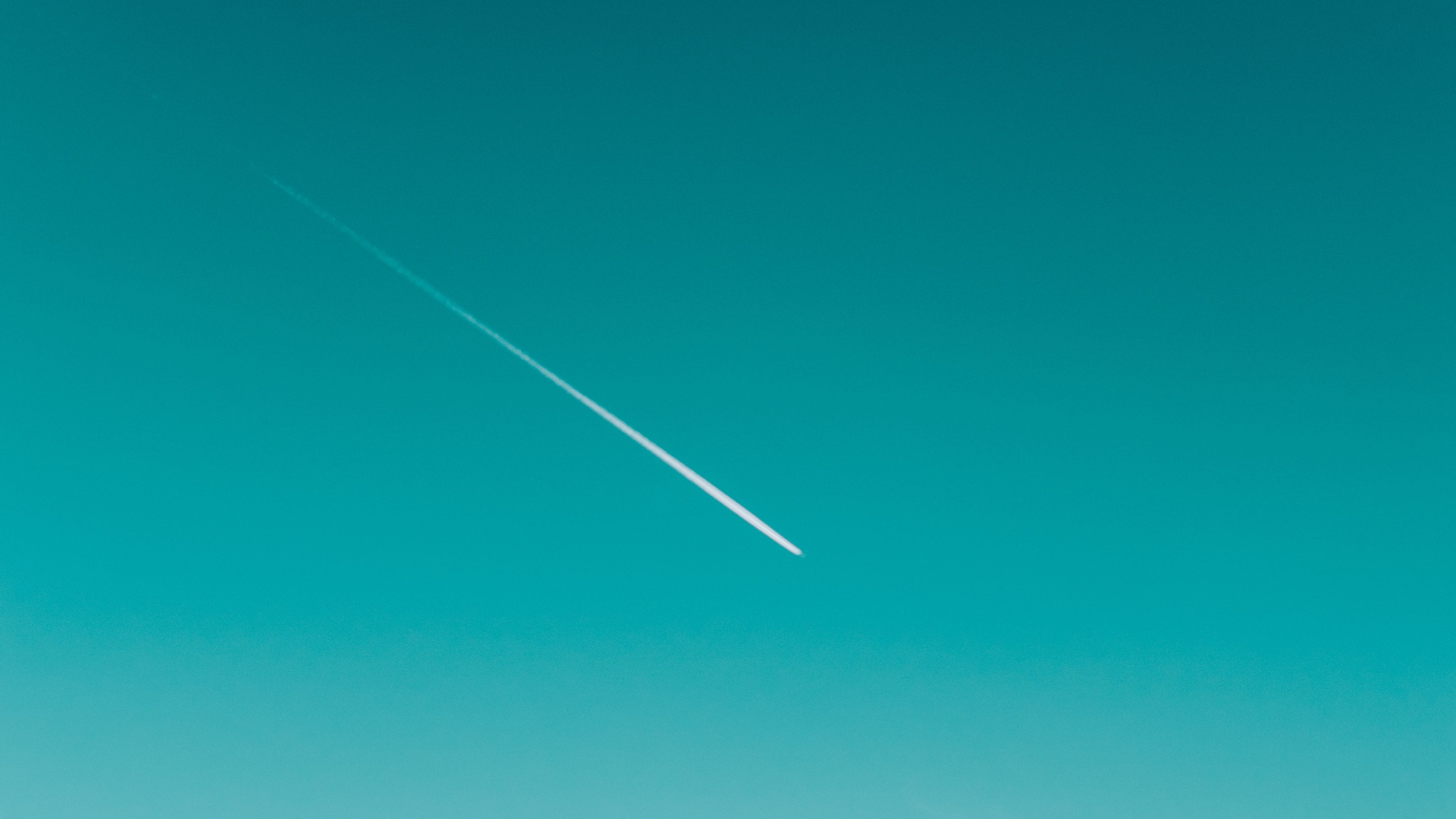 sky, trace, plane, minimalism, 4k, HD Wallpaper