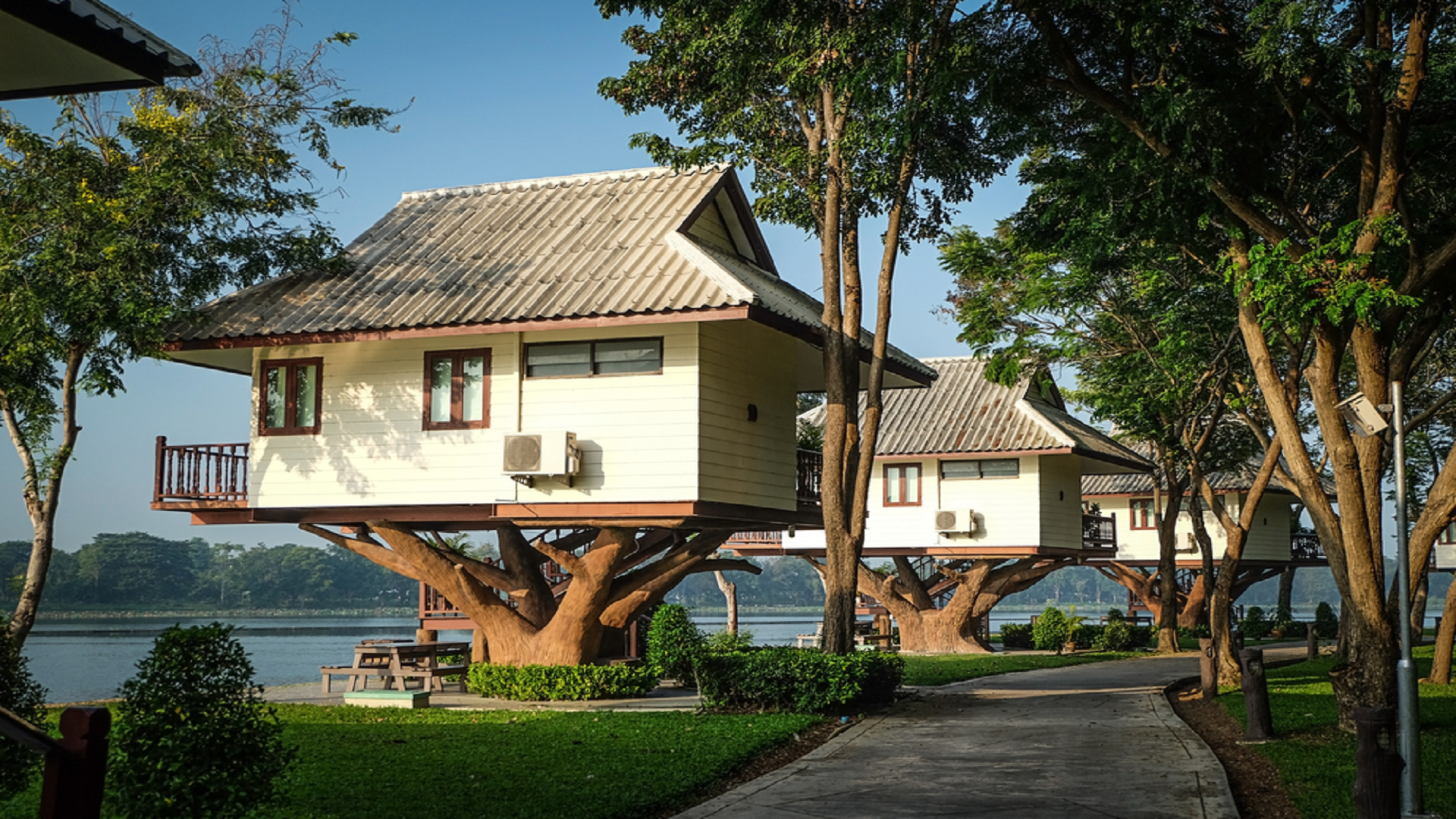 tree house, trees, outdoors, building, HD Wallpaper