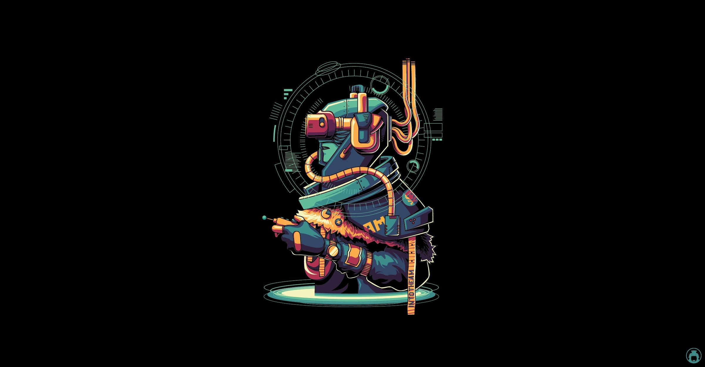 artwork, cyberpunk, simple background, black background, black, HD Wallpaper