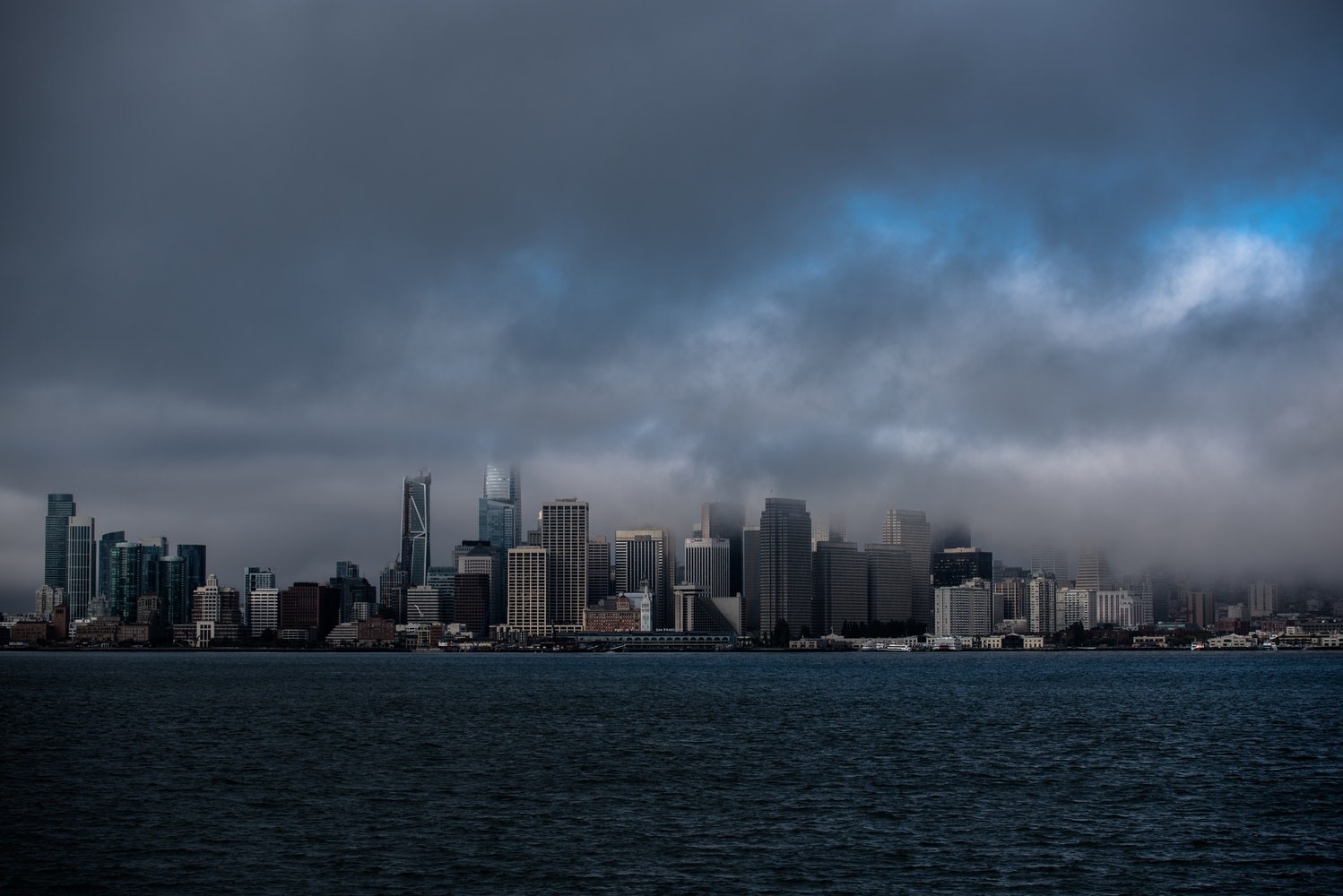 clouds, sea, city, cityscape, San Francisco, USA, building, HD Wallpaper