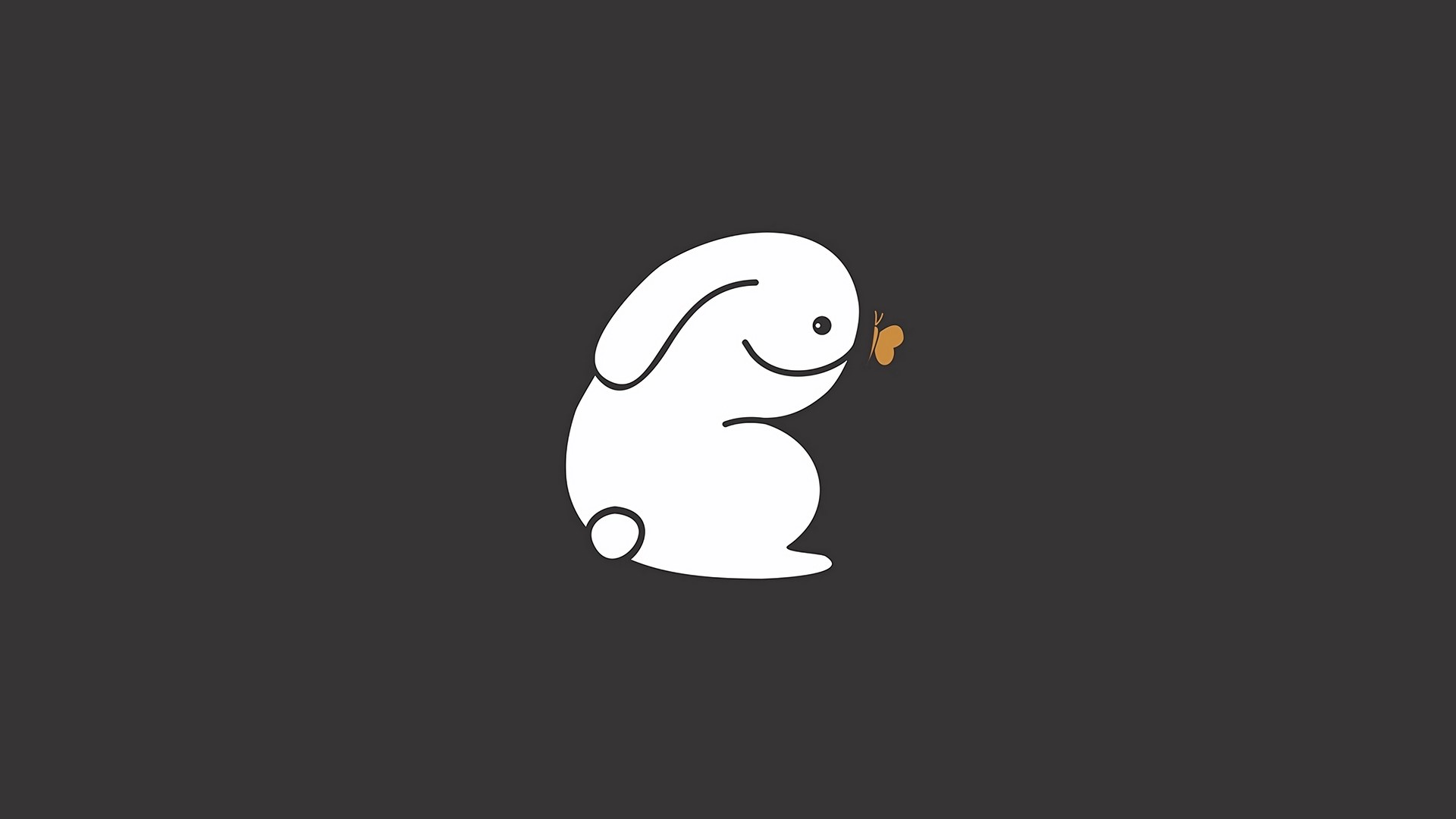 rabbits, butterfly, minimalism, Emilia Hasanova, HD Wallpaper