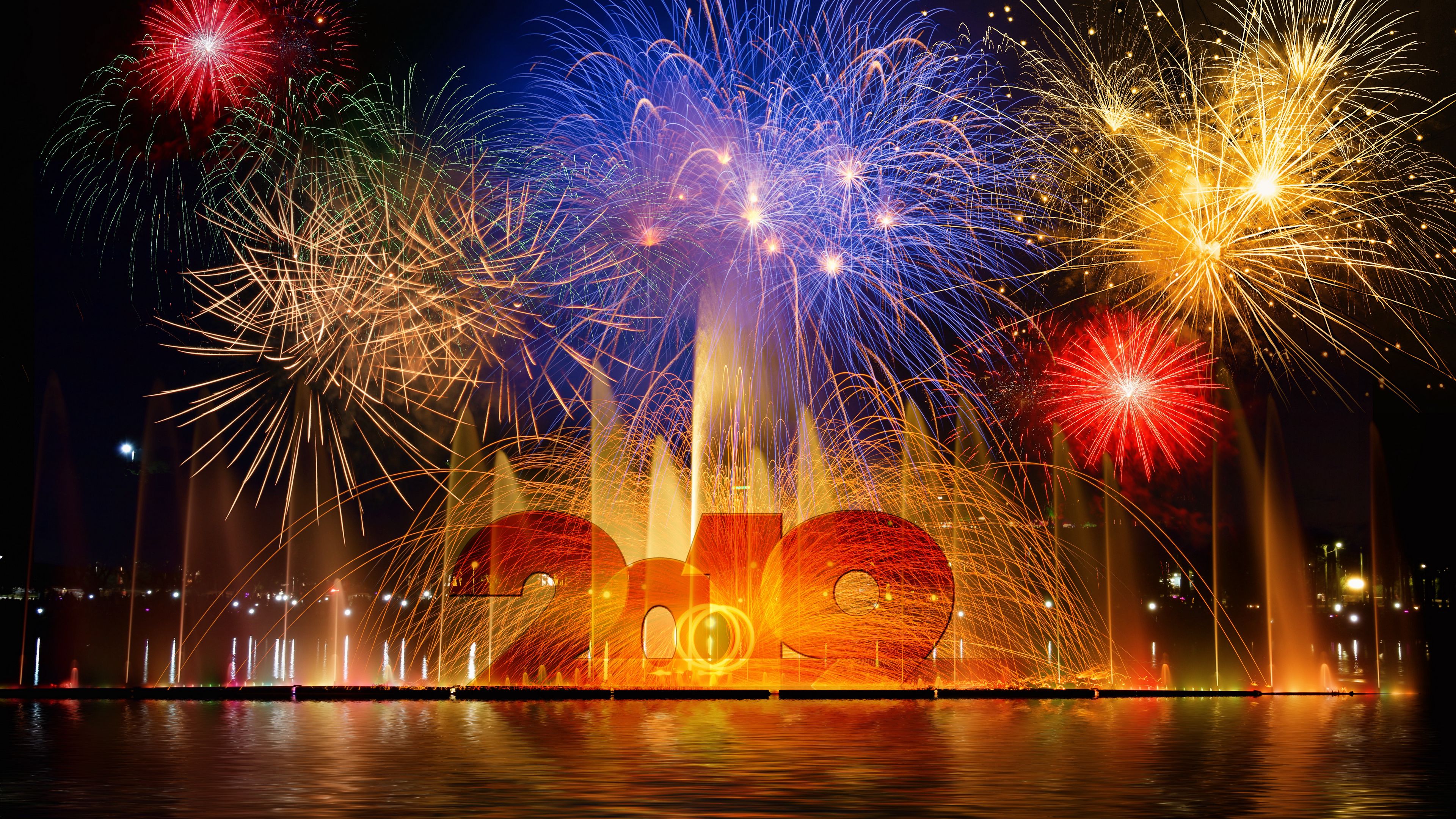 fireworks, new year, 2019, celebration, 4k, HD Wallpaper