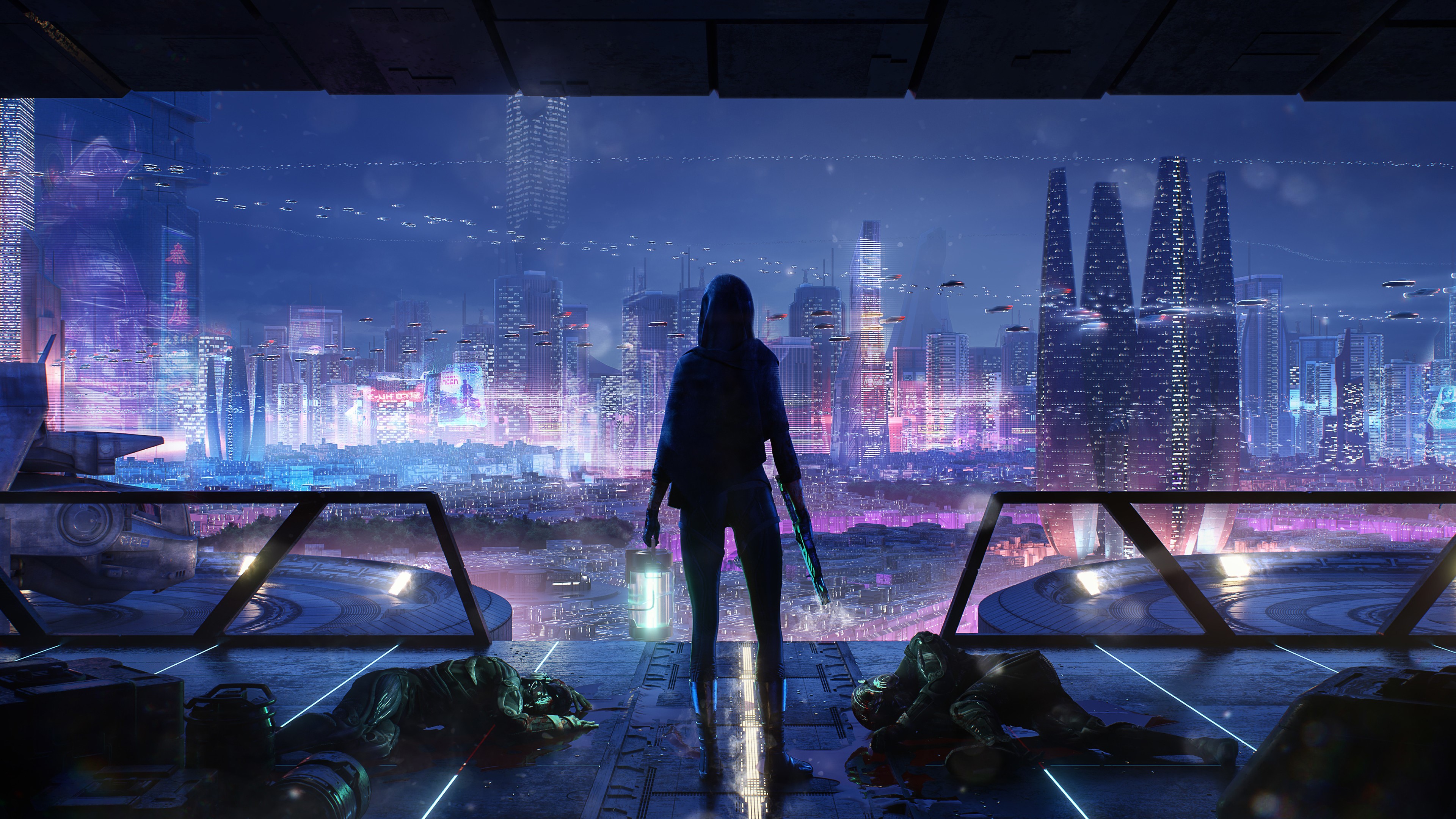 women, outdoors, city, cityscape, city lights, architecture, building, silhouette, HD Wallpaper