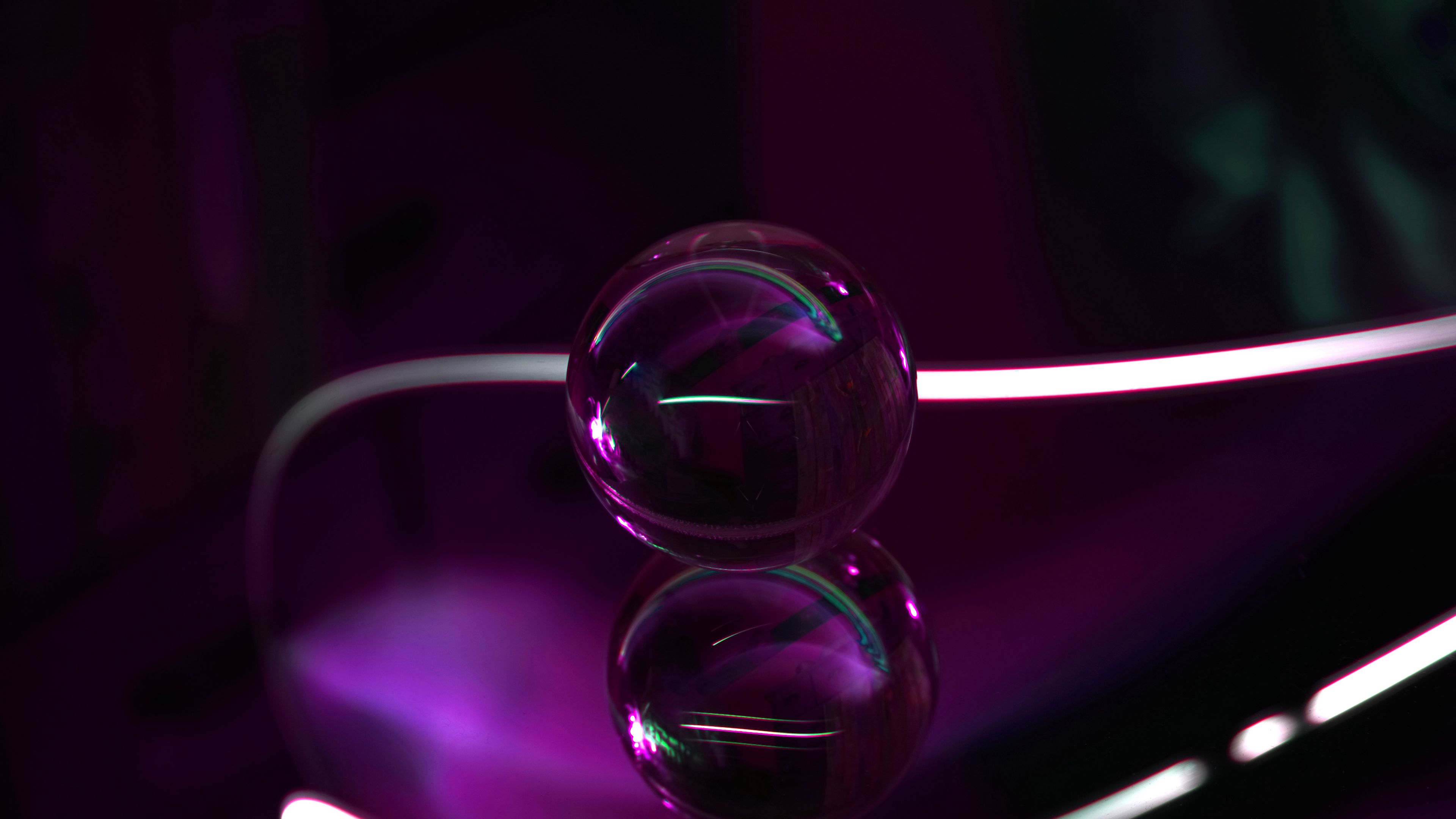 ball, glass, purple, transparent, lines, 4k, HD Wallpaper