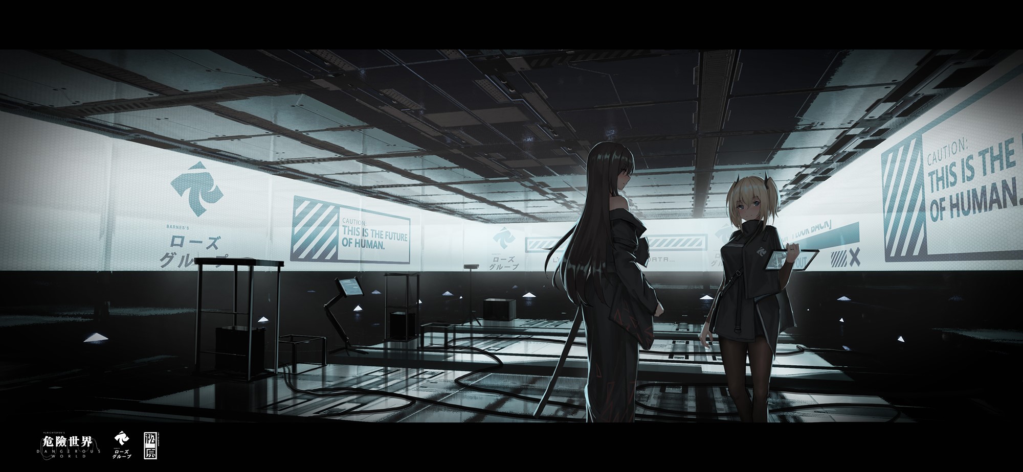 digital art, artwork, anime, anime girls, portrait, long hair, short hair, blonde, black hair, HD Wallpaper