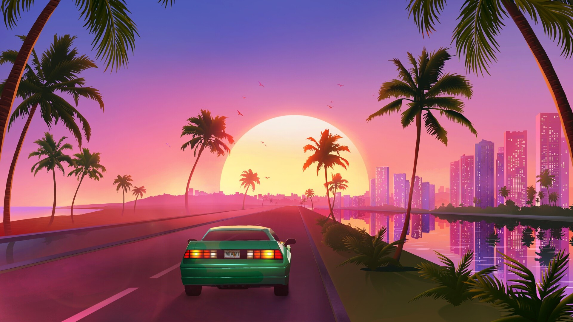car, colorful, artwork, digital art, HD Wallpaper