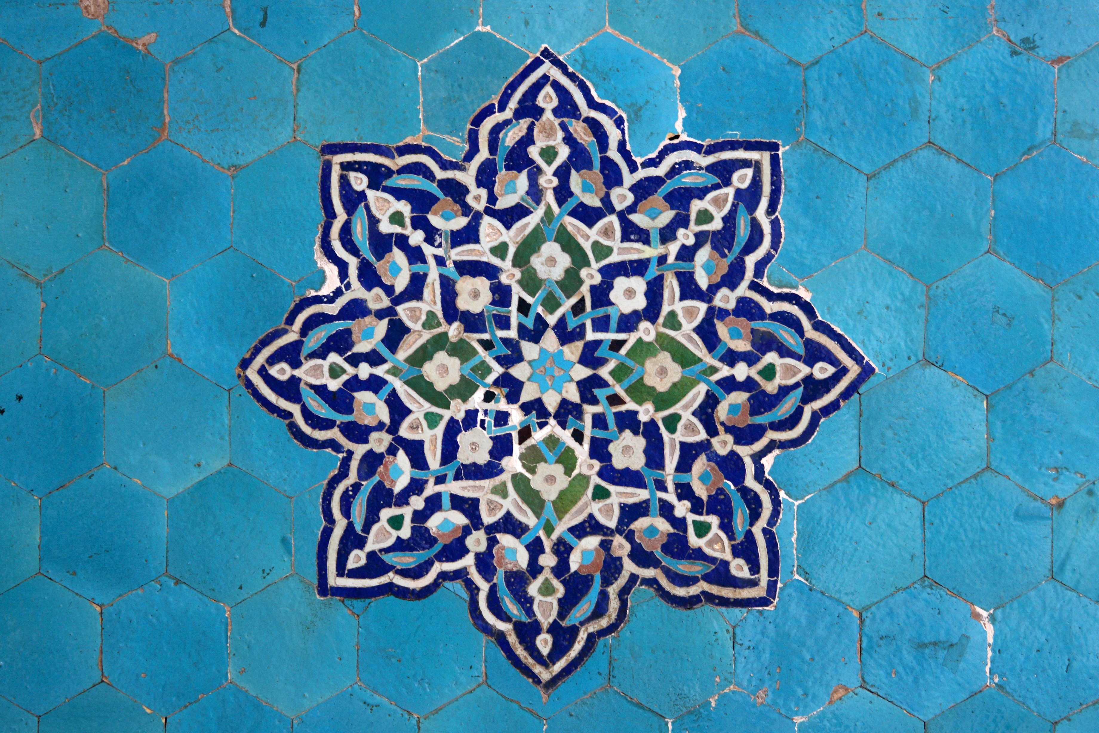 Iran, tile, pattern, blue, HD Wallpaper