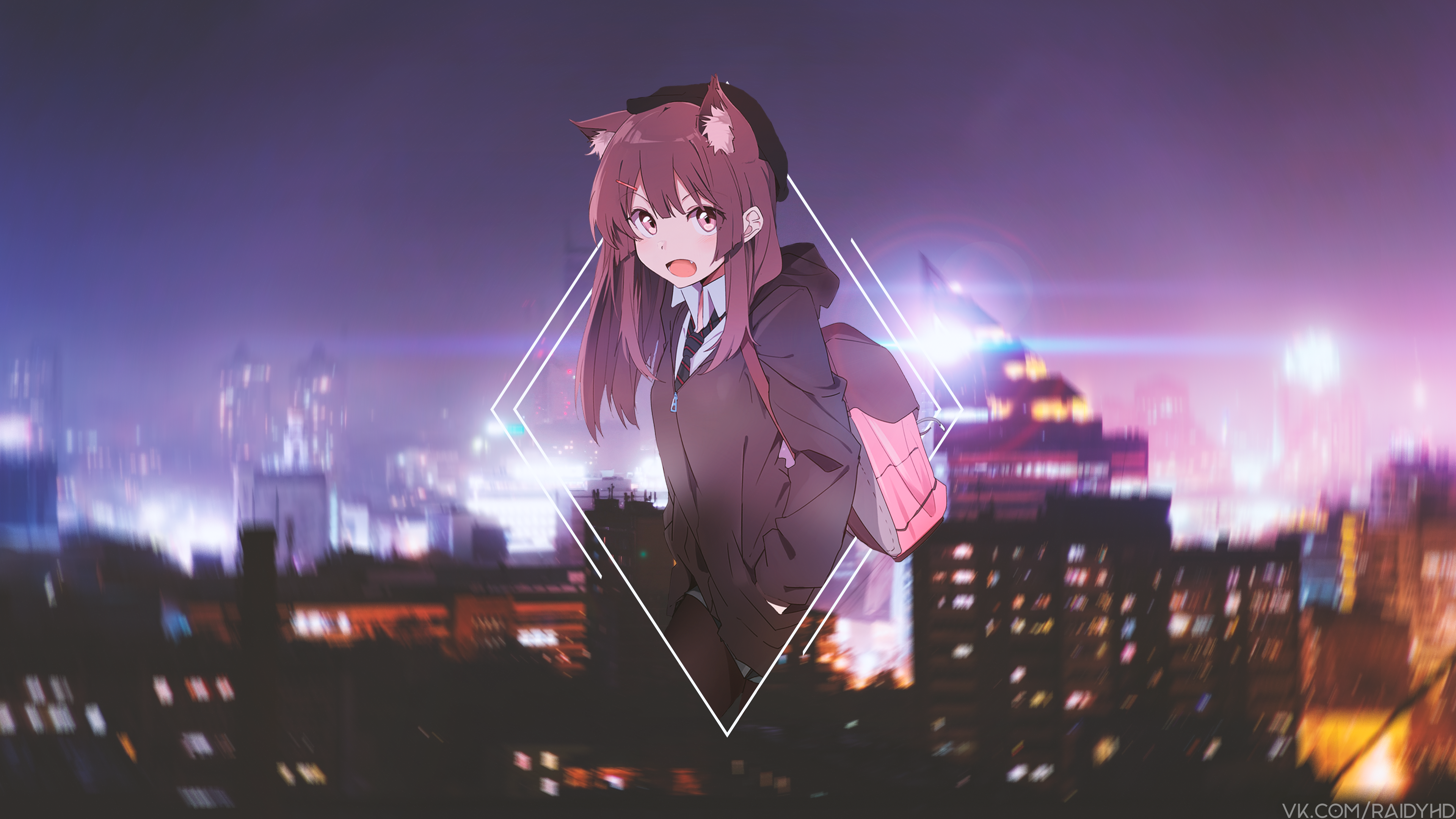 anime, anime girls, picture-in-picture, animal ears, HD Wallpaper