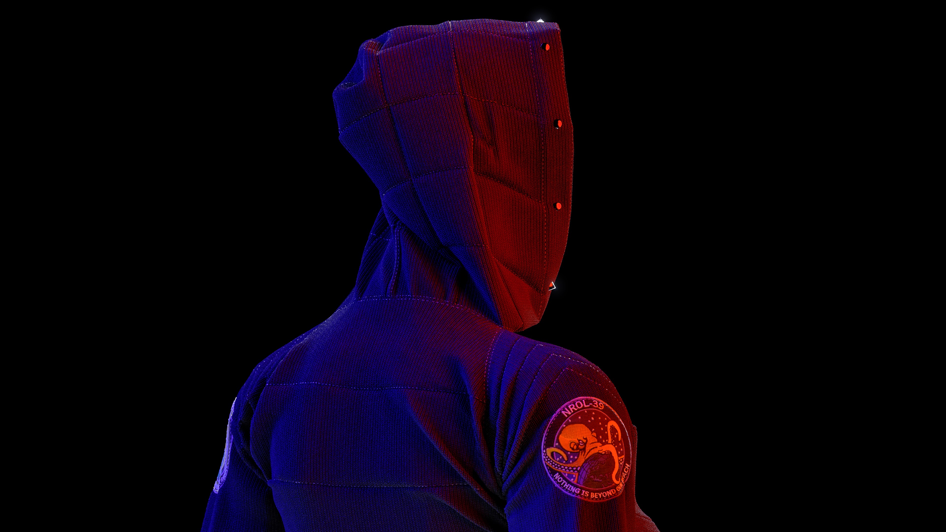 digital, neon, patch, cotton, hoods, portrait, rendering, render, ghost, hacking, HD Wallpaper