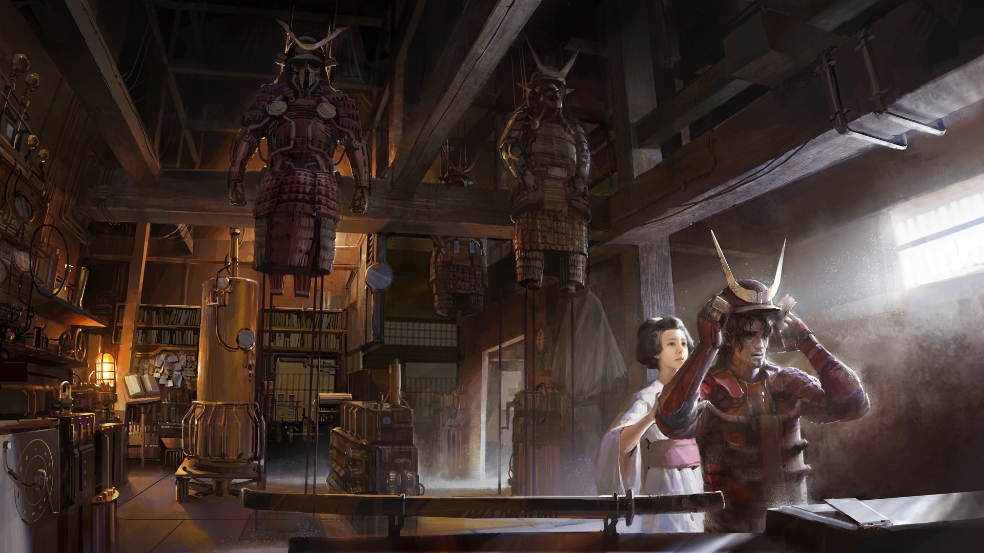 fantasy art, artwork, steampunk, Shan Qiao, HD Wallpaper