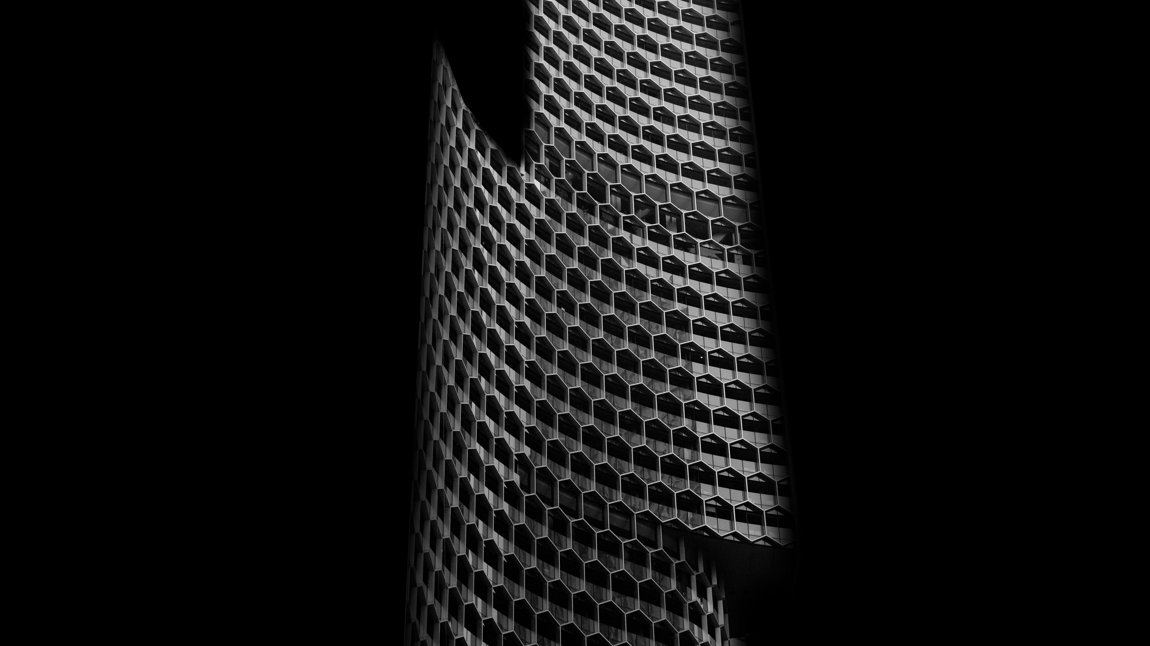 building, bw, minimalism, shadows, 4k, HD Wallpaper