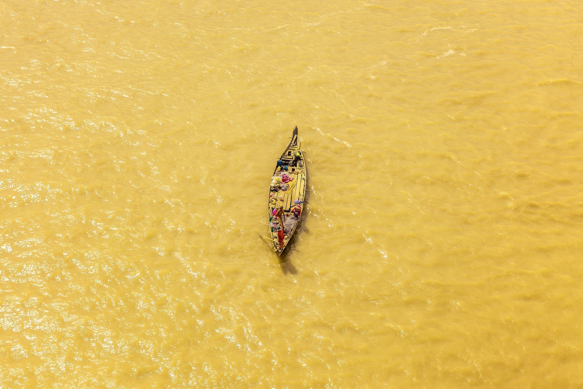 boat, vehicle, fishermen, yellow, river, fishing boat, HD Wallpaper
