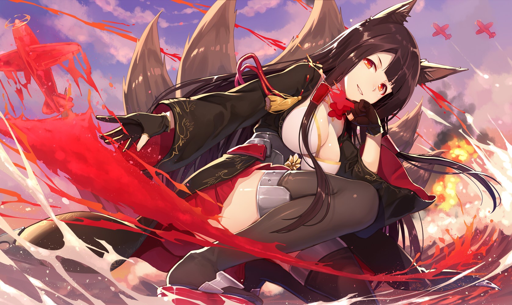 anime, anime girls, gamer grill, comic art, Azur Lane, Akagi (Azur Lane), HD Wallpaper