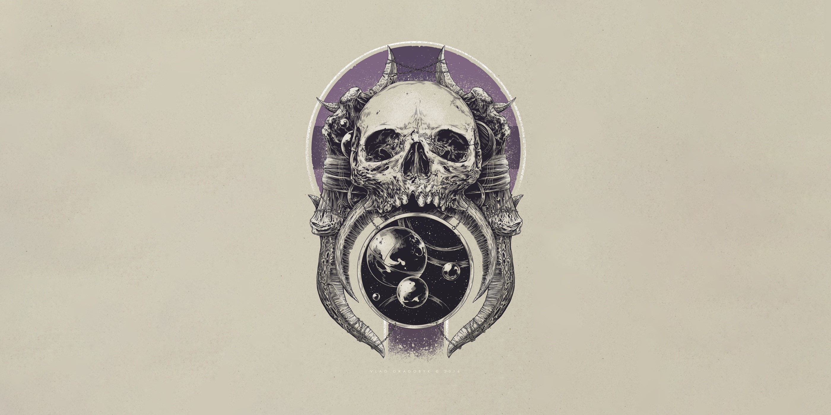 artwork, skull, simple background, frontal view, HD Wallpaper
