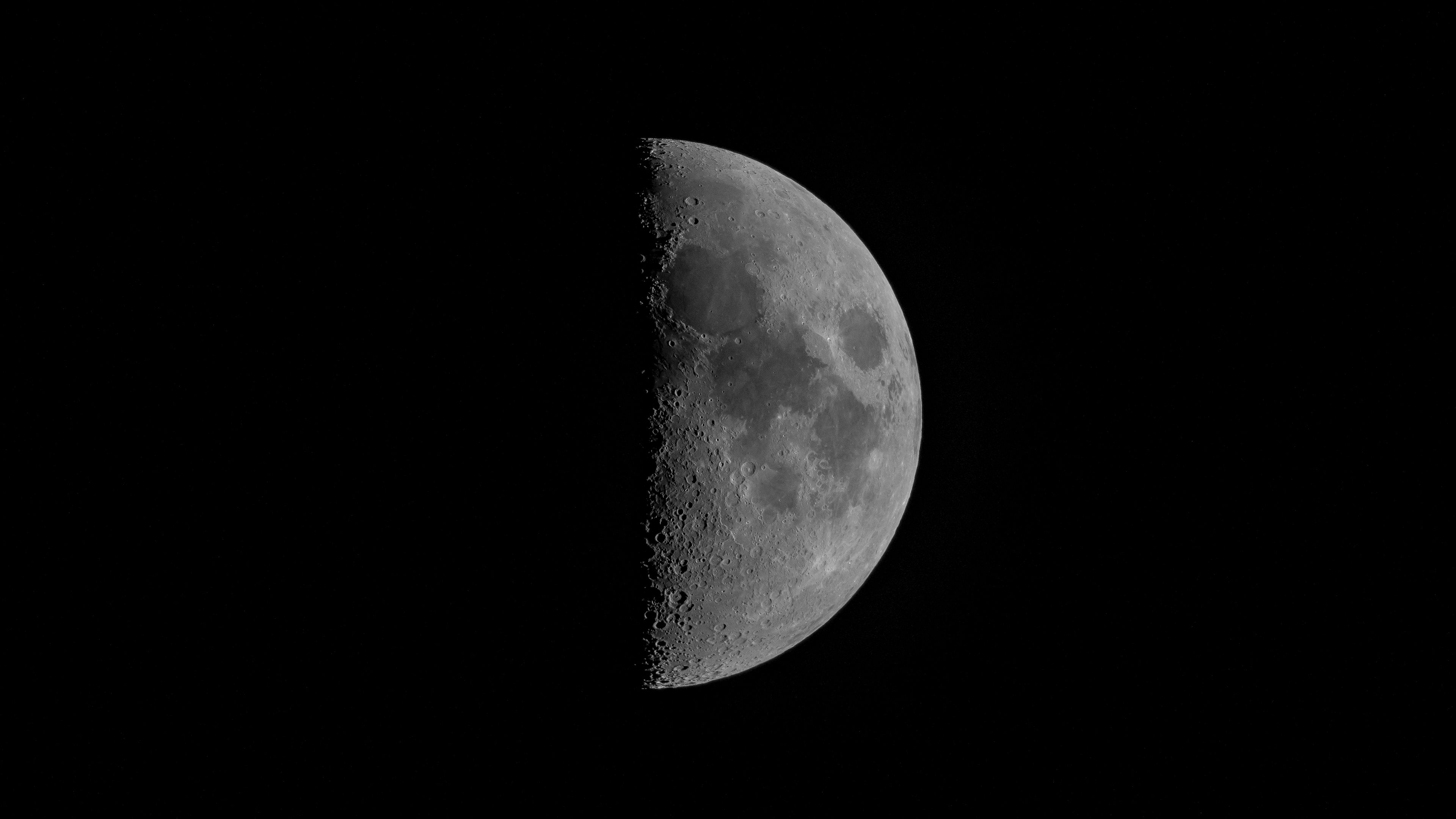 moon, full moon, bw, planet, dark, 4k, HD Wallpaper