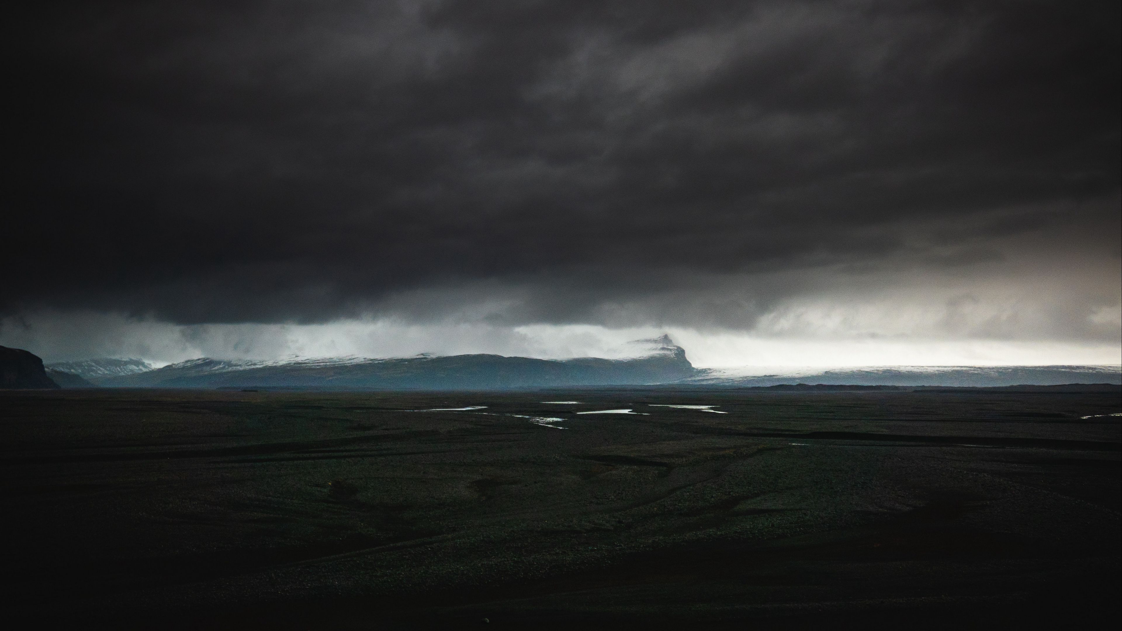 island, dark, clouds, iceland, 4k, HD Wallpaper