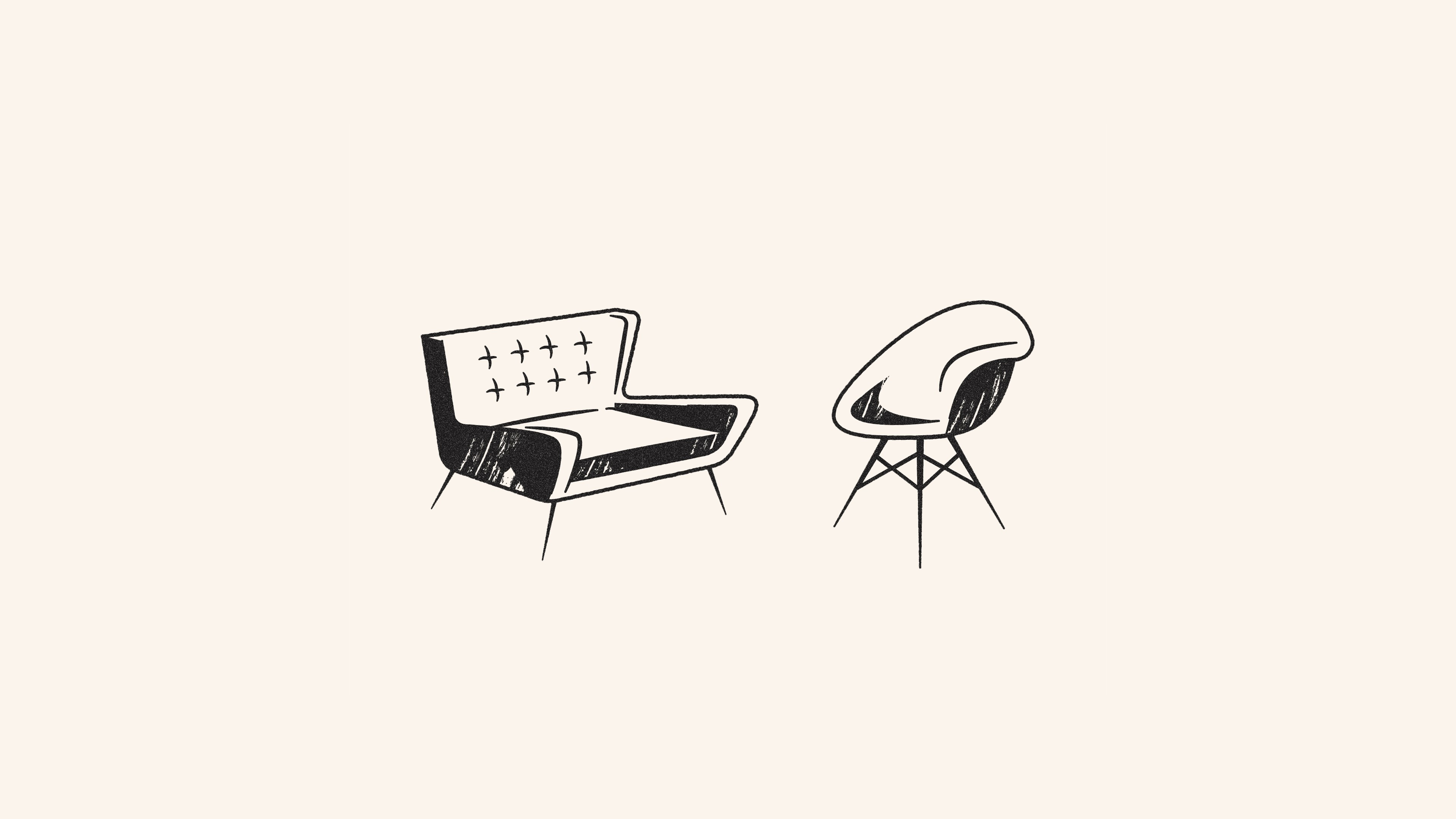 chair, couch, Art Deco, modern, illustration, minimalism, white background, white, industrial design, HD Wallpaper