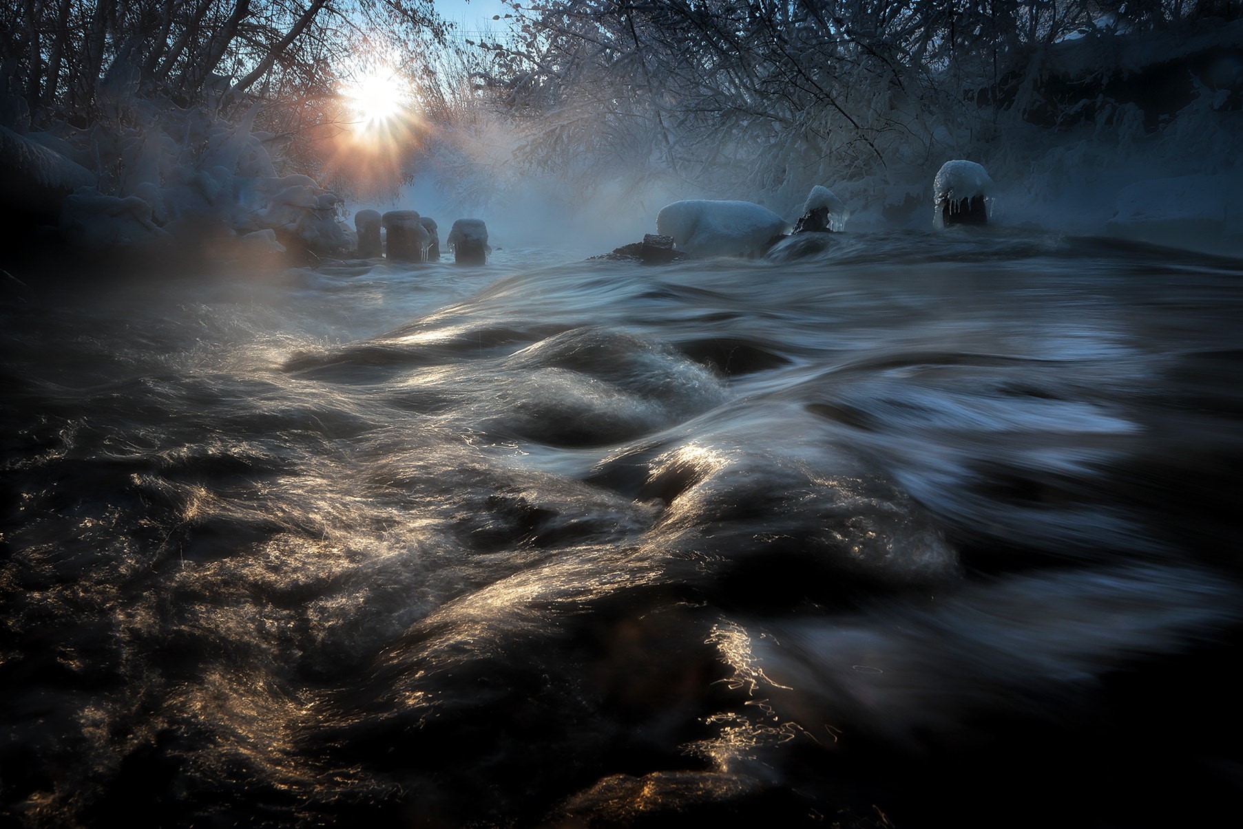 water, nature, river, outdoors, winter, HD Wallpaper