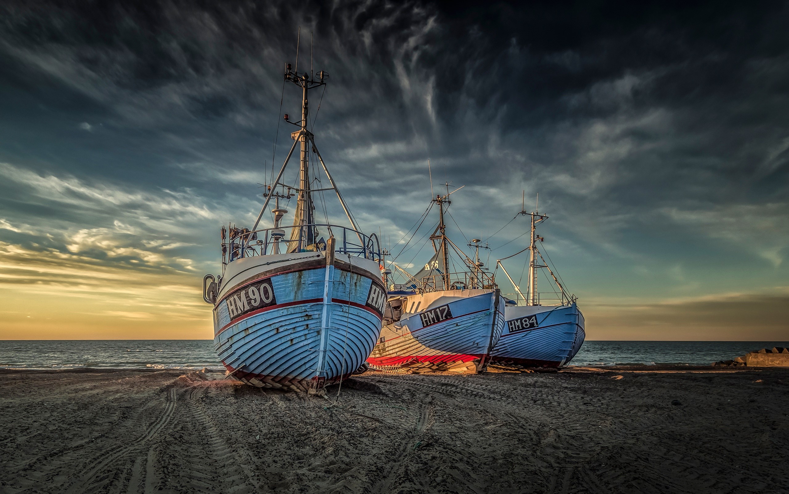 numbers, sky, clouds, vehicle, boat, coast, horizon, sea, sand, beach, HD Wallpaper