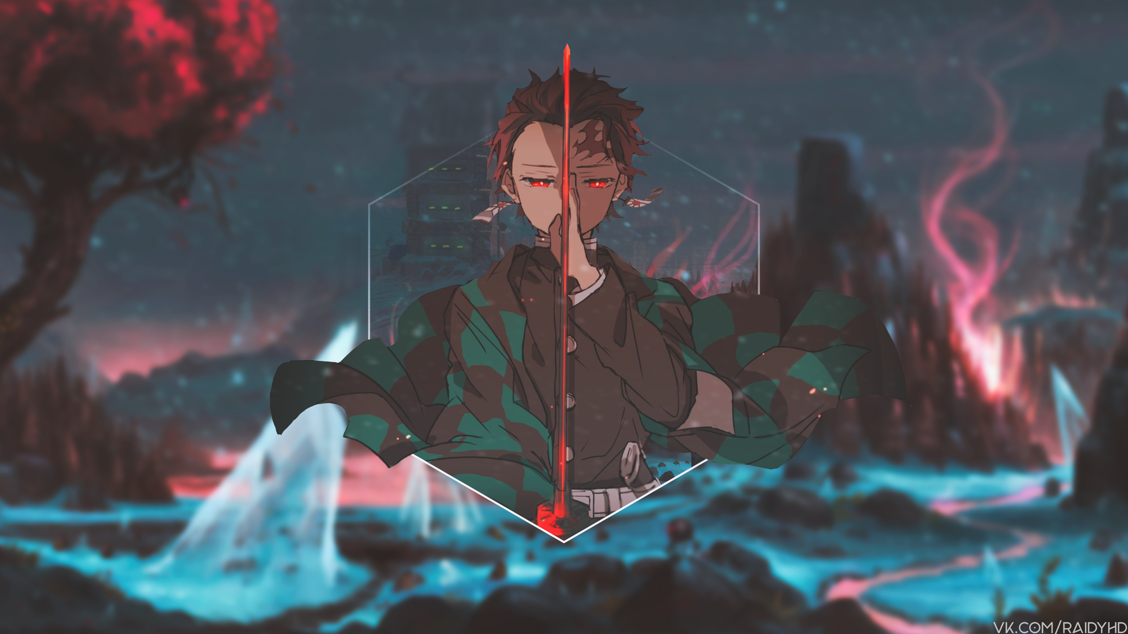 anime, anime boys, picture-in-picture, Kimetsu no Yaiba, Kamado Tanjirō, HD Wallpaper