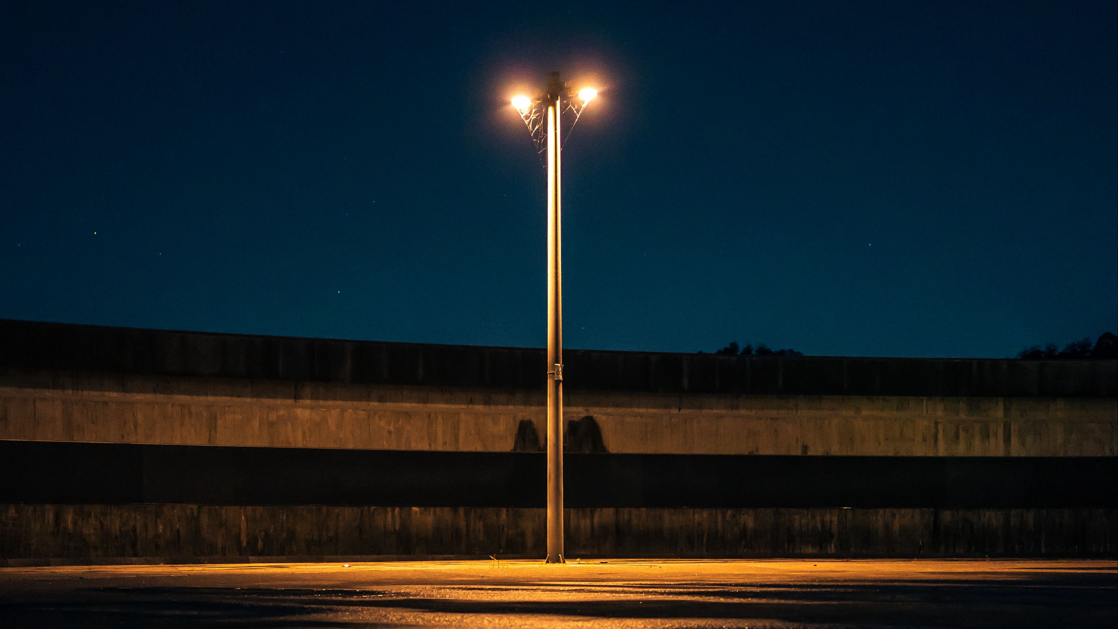 lamppost, lantern, night, light, lighting, sky, 4k, HD Wallpaper