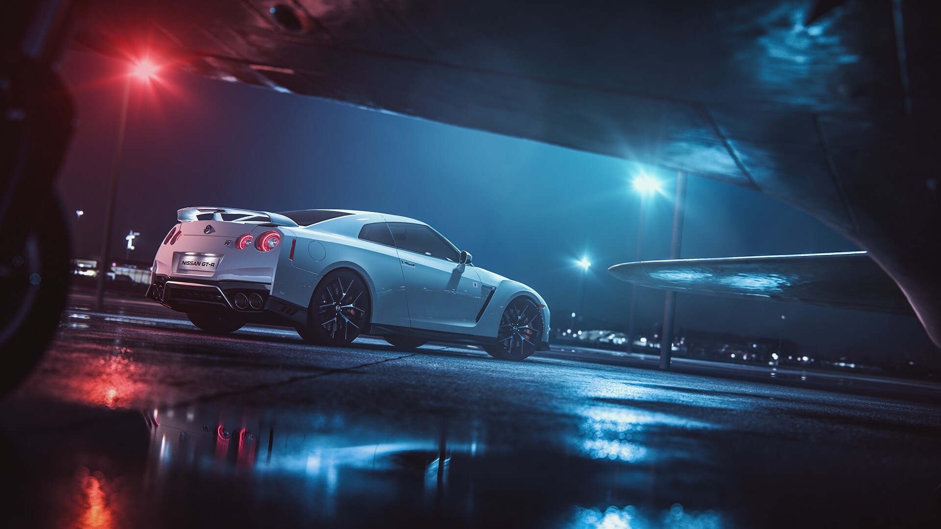 artwork, car, Nissan, Nissan GT-R, vehicle, cyan, HD Wallpaper