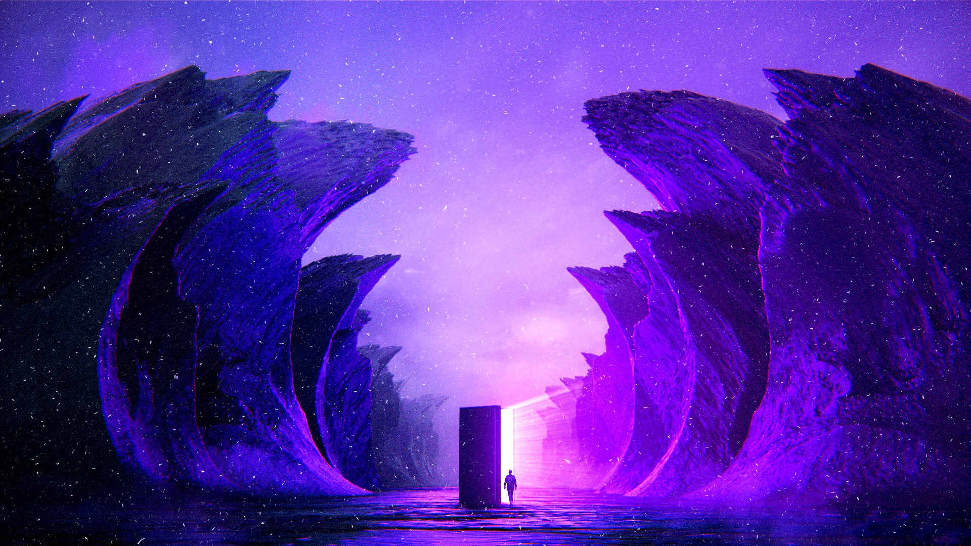 digital art, mountains, men, door, fantasy art, fictional, Behance, concept art, Yaroslav Primachenko, HD Wallpaper
