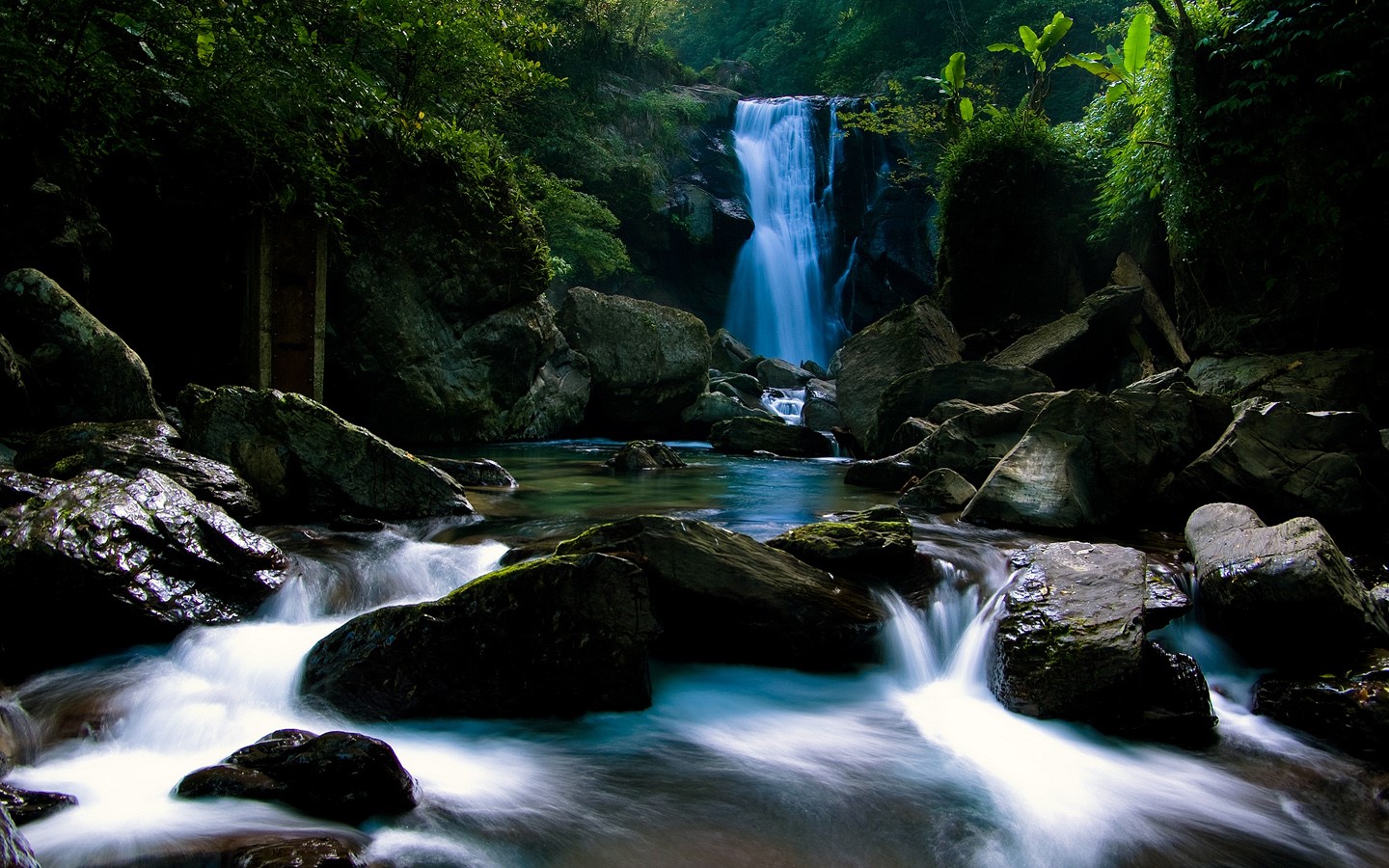 fall, nature, waterfall, rock, HD Wallpaper