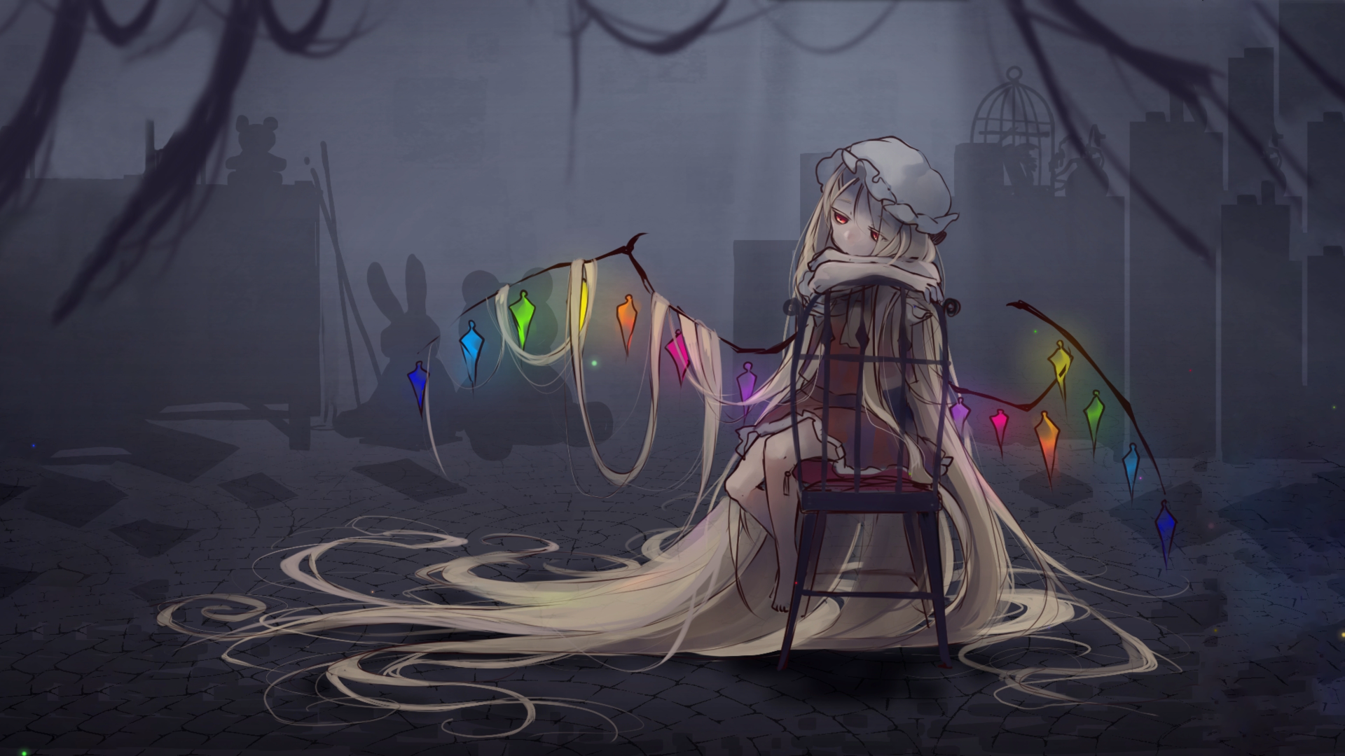 comic books, animation, comic art, anime, anime girls, long hair, blond hair, red eyes, HD Wallpaper