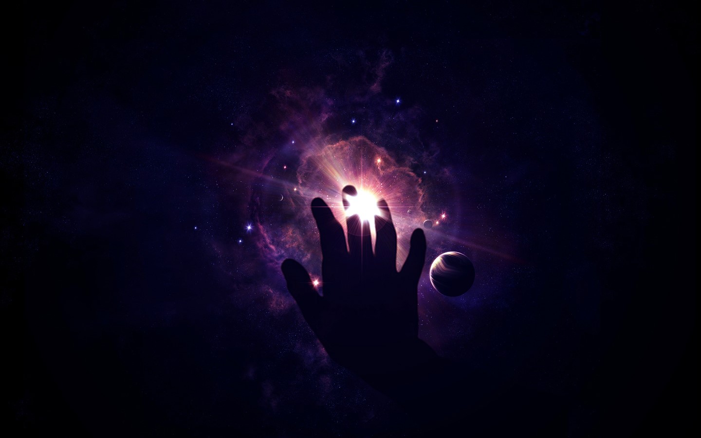 universe, dark, space, space art, hands, digital art, HD Wallpaper