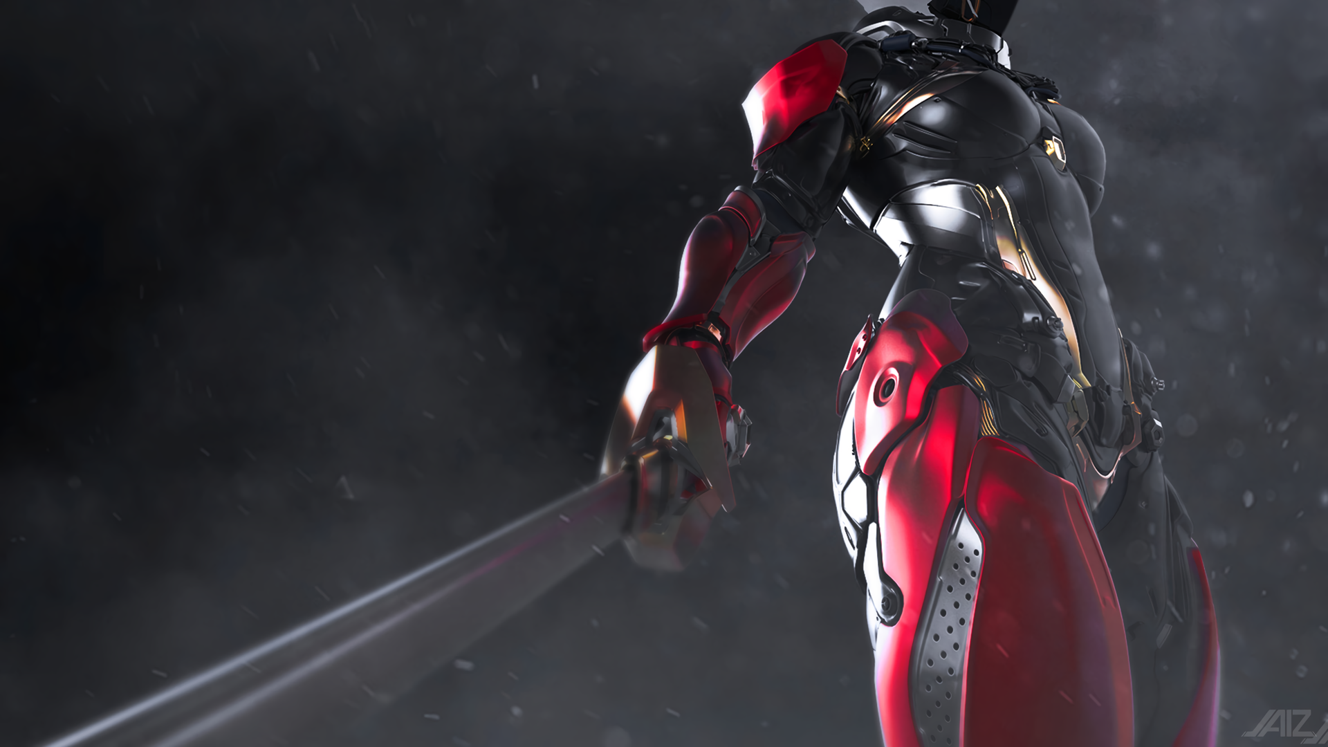 3D, CGI, women, cyberpunk, cyborg, sword, katana, HD Wallpaper