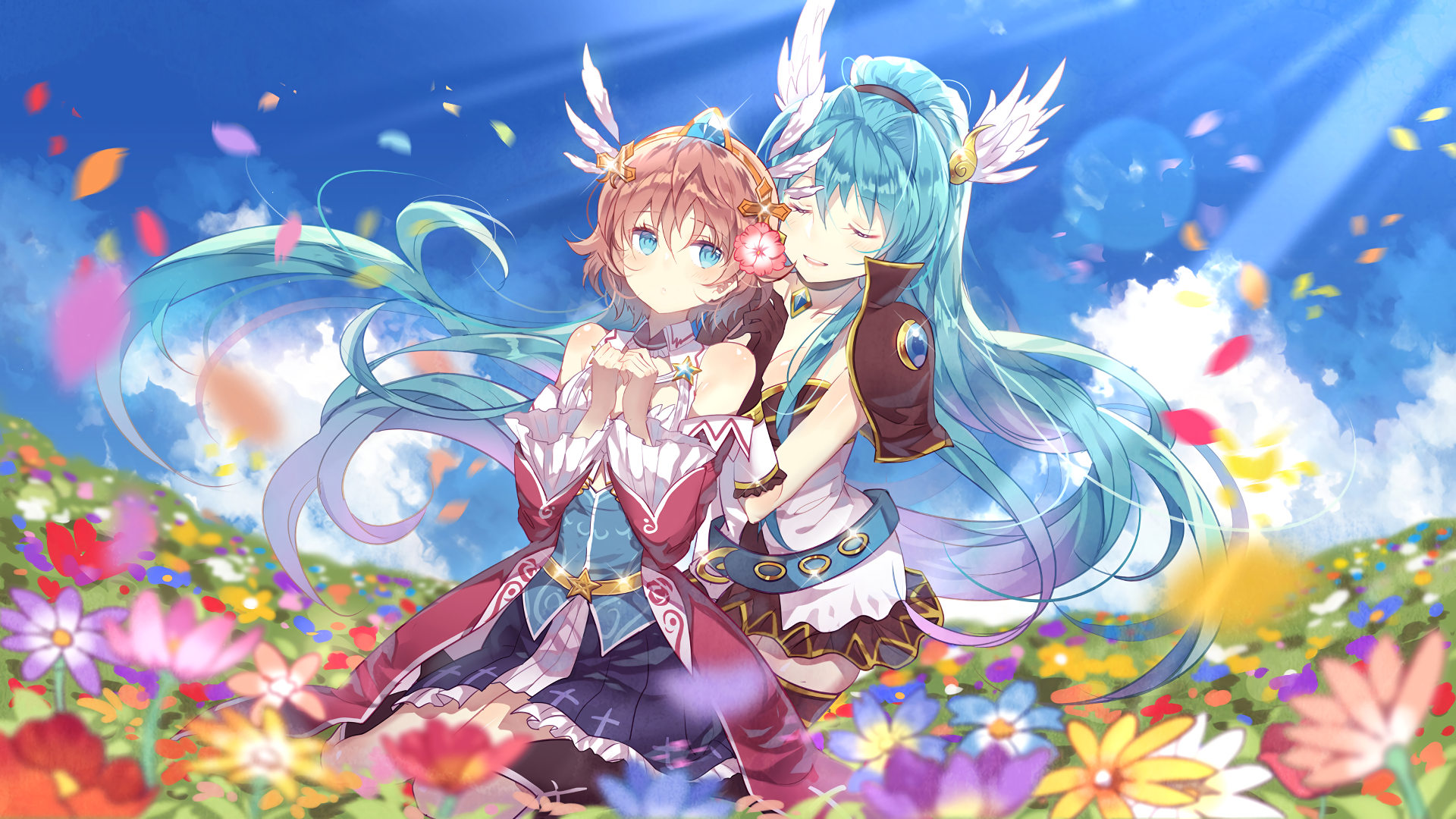 comic art, animation, anime girls, anime, flowers, colorful, plants, fantasy girl, HD Wallpaper