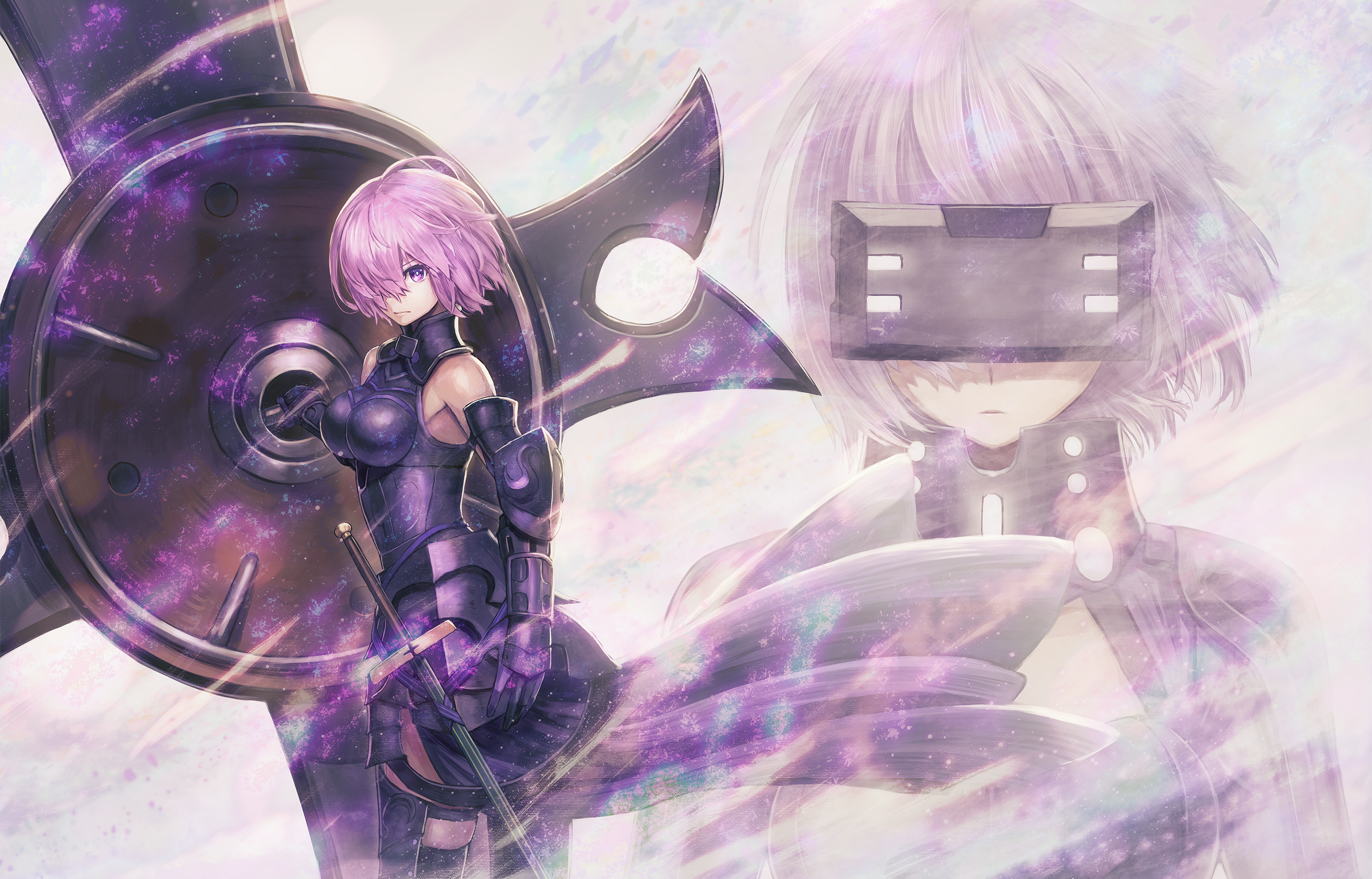 anime, anime girls, weapon, sword, armor, Fate/Grand Order, Mash Kyrielight, Shielder (Fate/Grand Order), HD Wallpaper