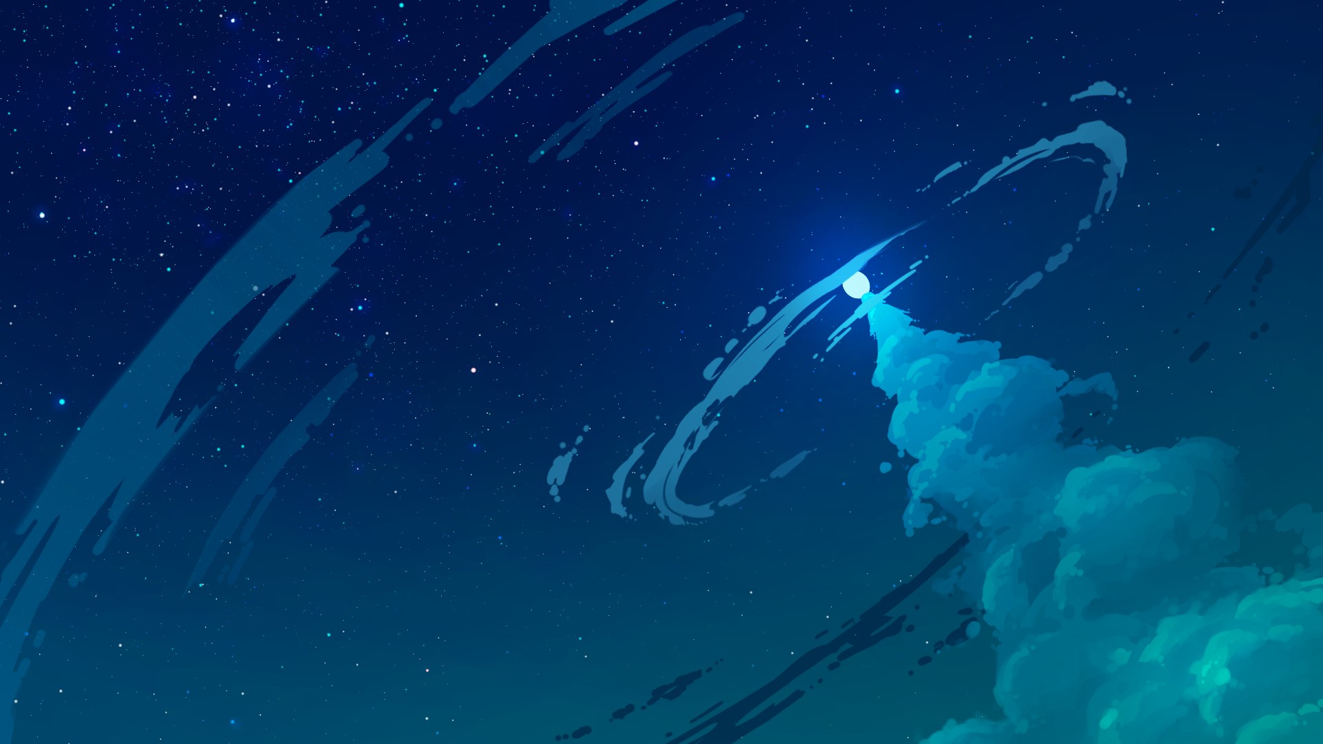 sky, clouds, stars, artwork, digital art, HD Wallpaper