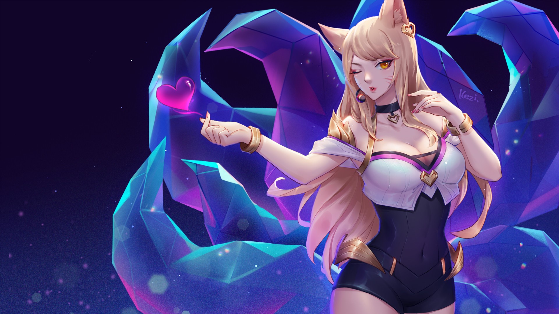 Ahri (League of Legends), League of Legends, anime girls, anime, animal ears, HD Wallpaper