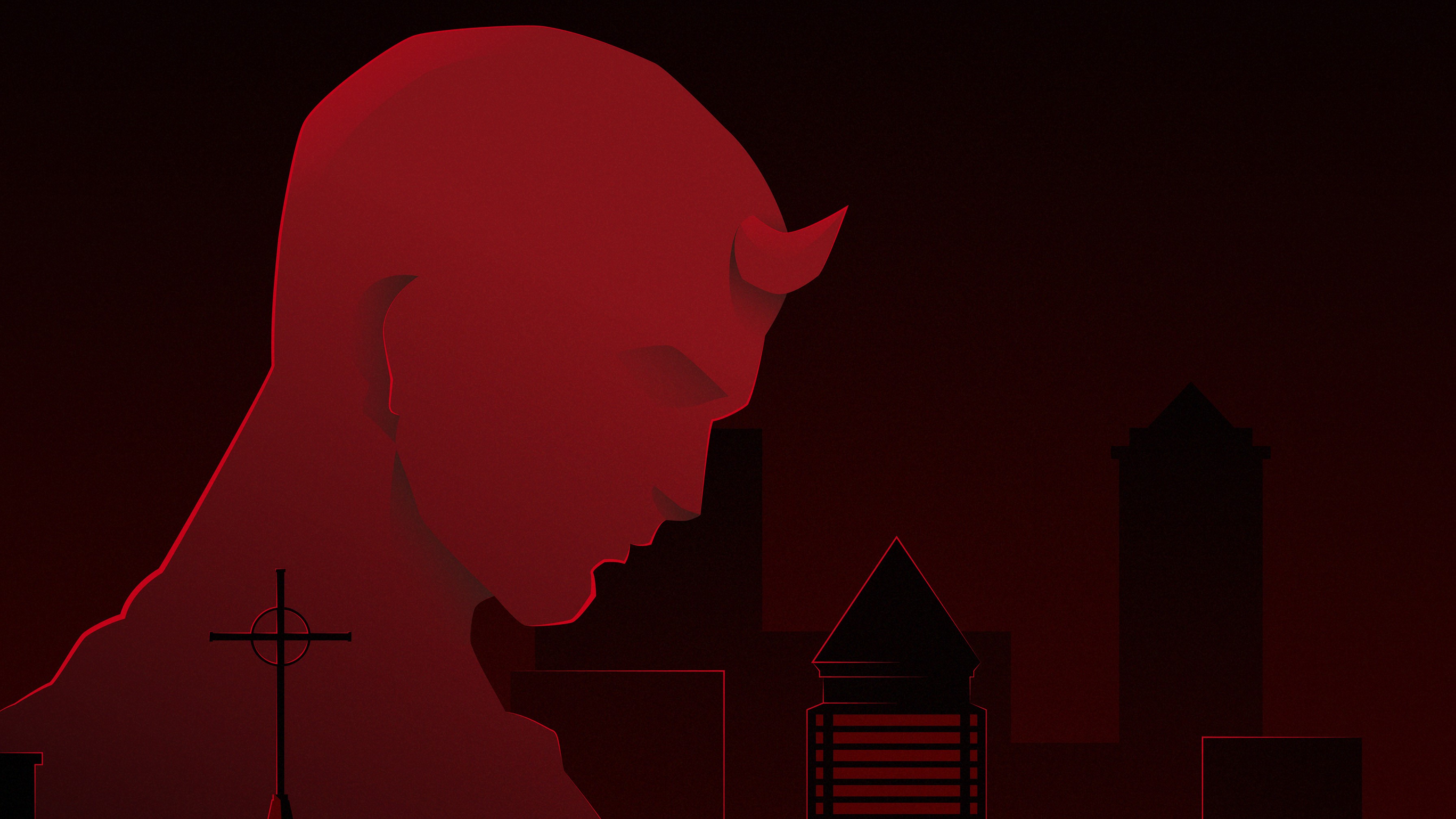 Marvel Comics, Daredevil, comics, red, horns, HD Wallpaper