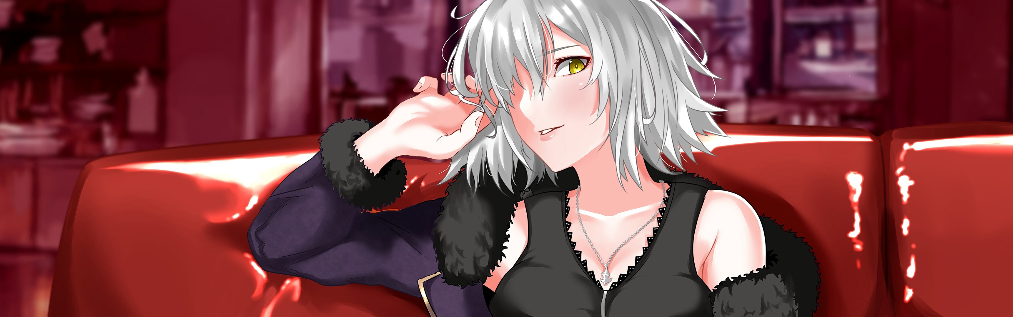 Jeanne (Alter) (Fate/Grand Order), Avenger (Fate/Grand Order), Fate Series, video game girls, short hair, yellow eyes, white hair, HD Wallpaper
