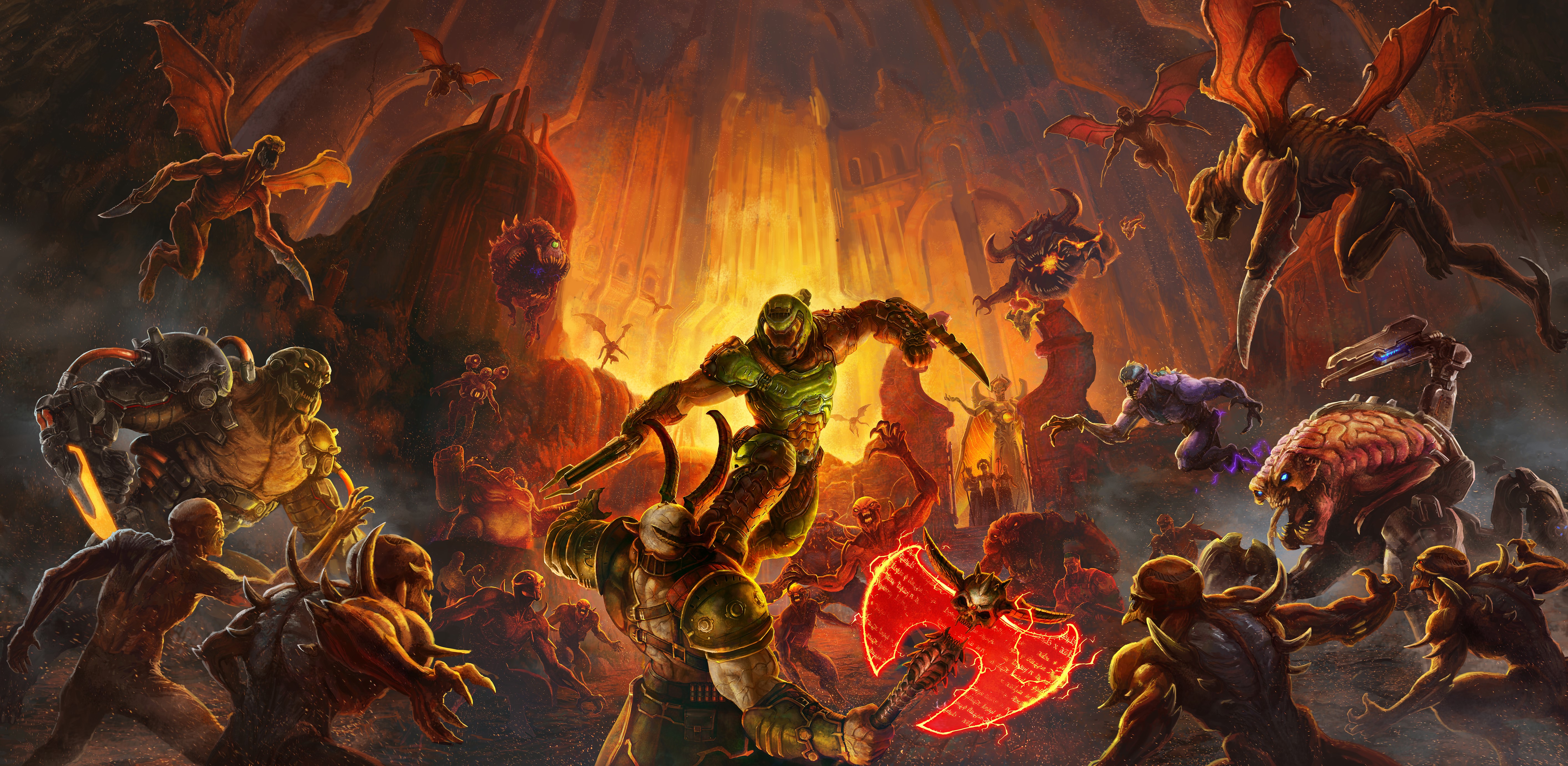 DOOM Eternal, Doom Slayers Club, video games, video game art, HD Wallpaper
