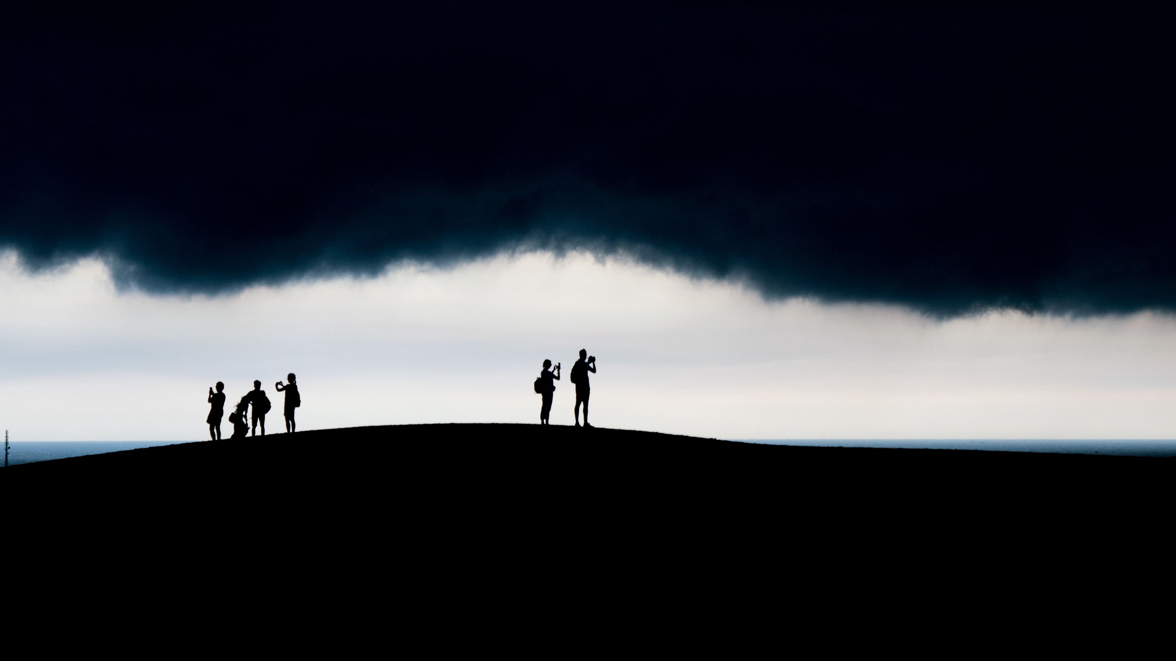 silhouettes, clouds, dark, sky, 4k, HD Wallpaper