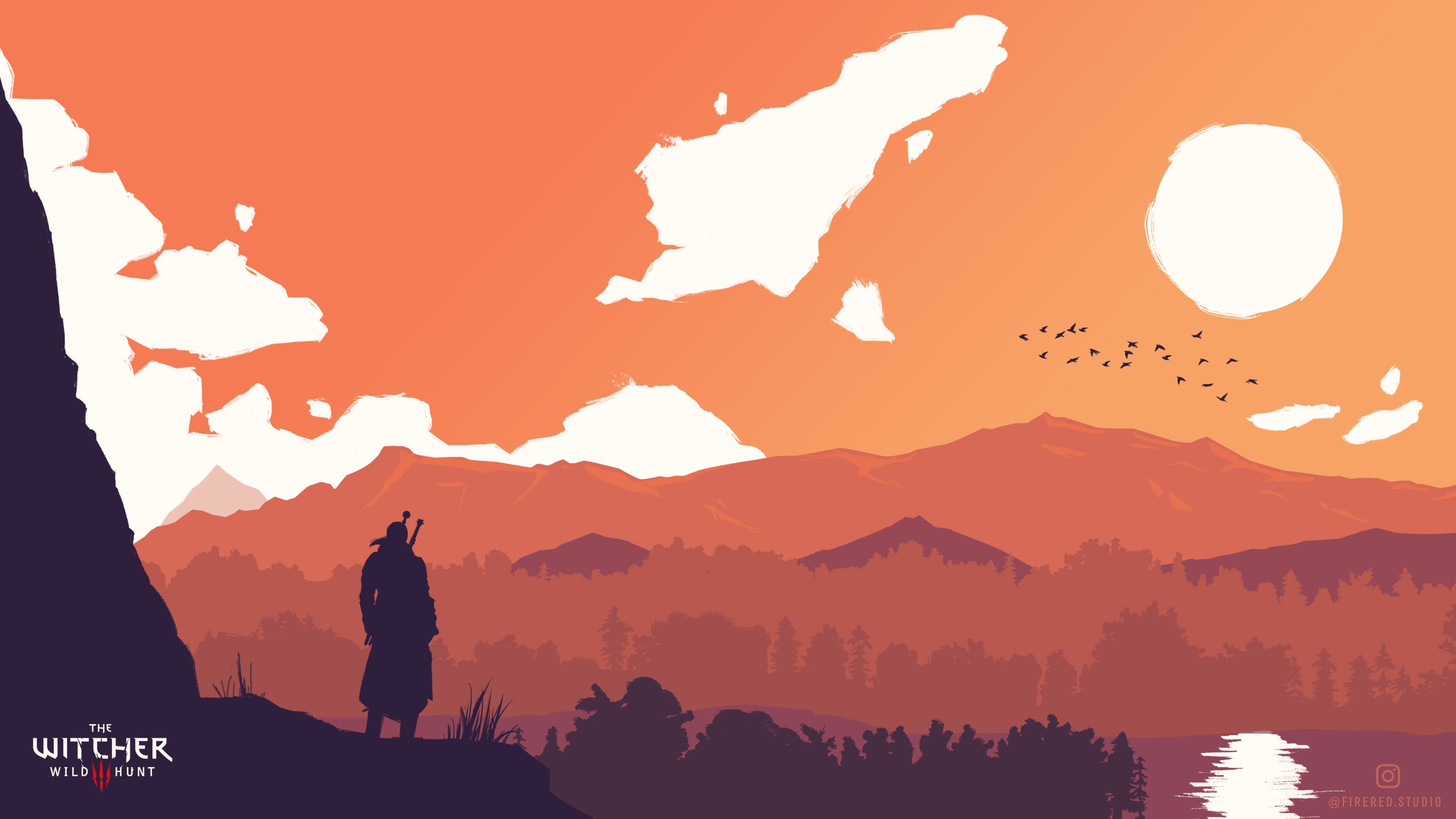 The Witcher, The Witcher 3: Wild Hunt, Geralt of Rivia, minimalism, CD Projekt RED, HD Wallpaper