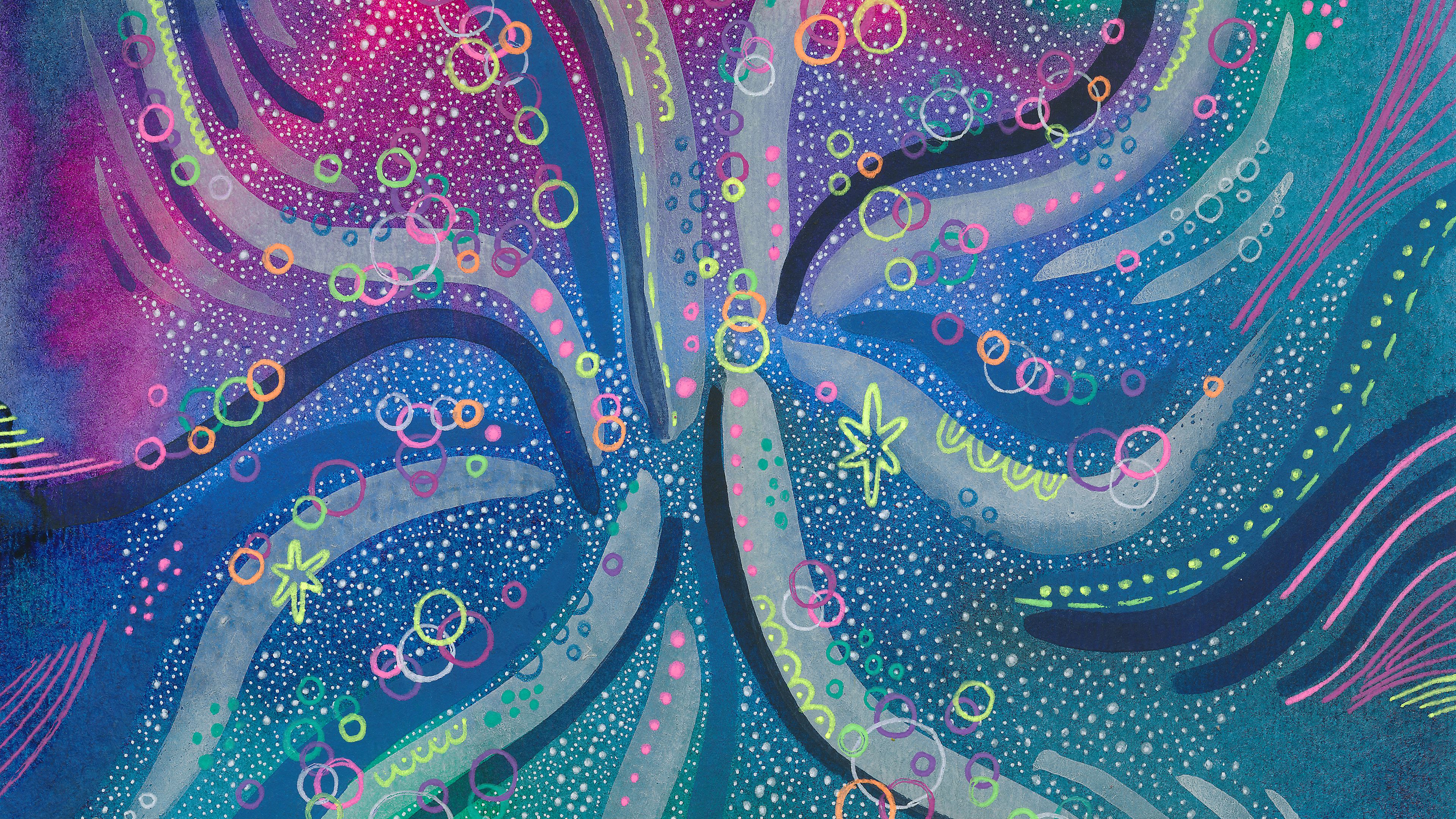 watercolor, patterns, abstraction, lines, circles, colorful, 4k, HD Wallpaper